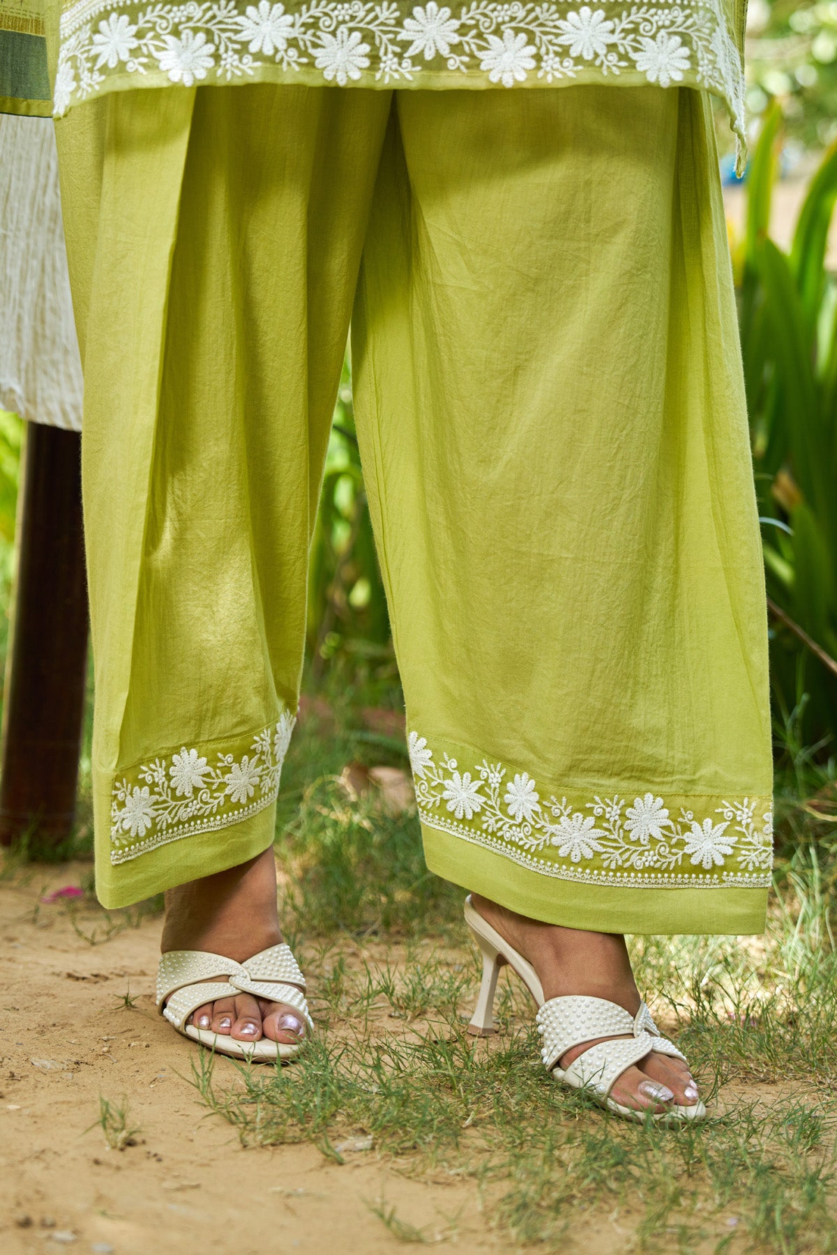 Green Cotton Handwork Suit Set