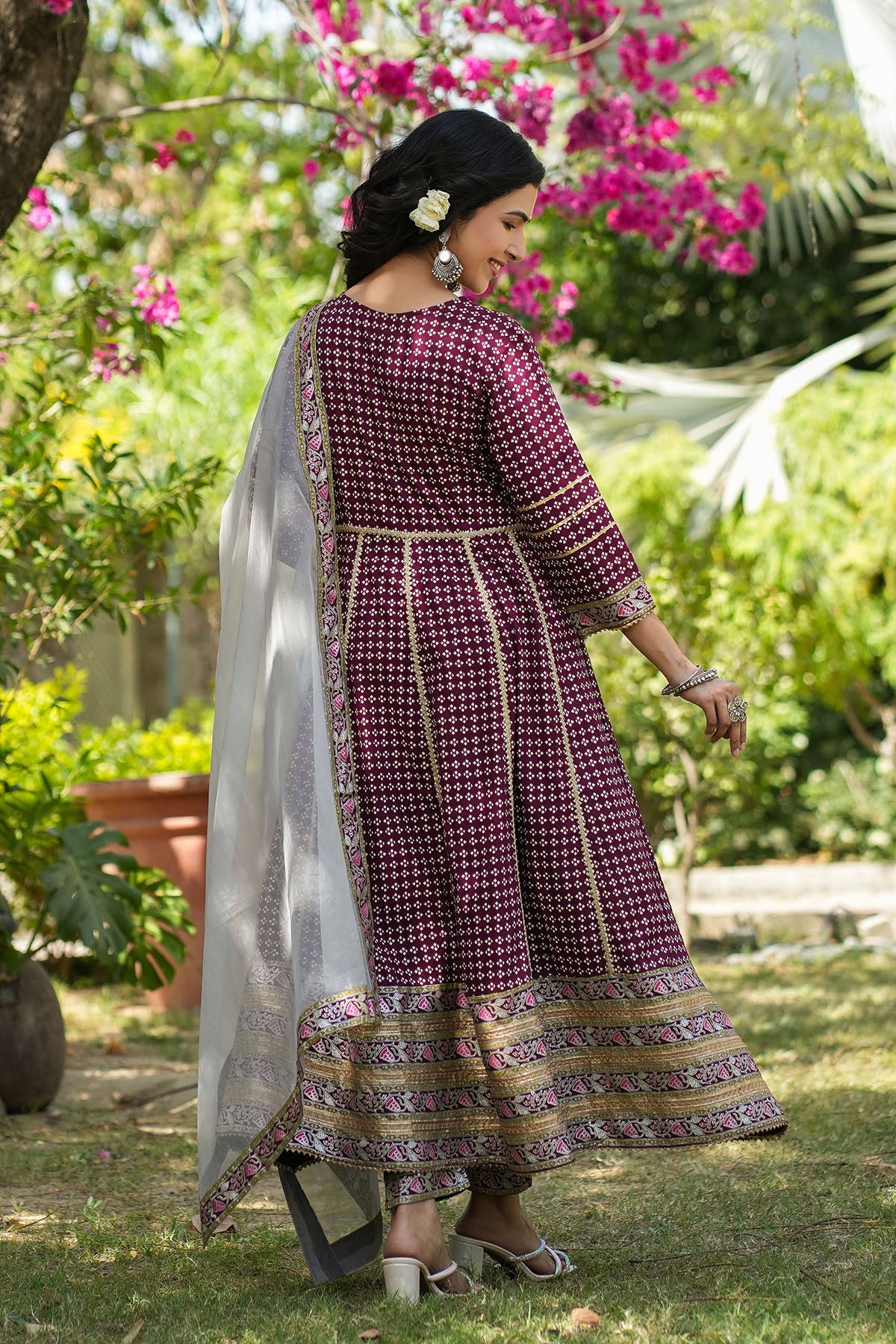Magenta Rayon Gotapatti Anarkali suit