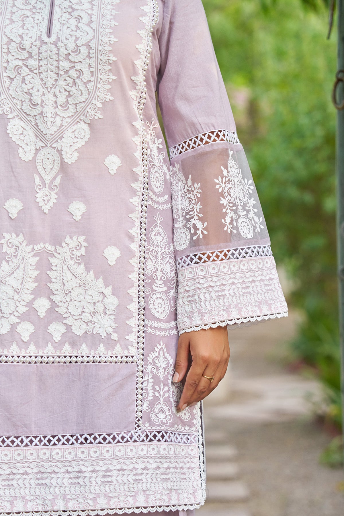 Pink cotton embroidered Farshi Suit Set With Dupatta