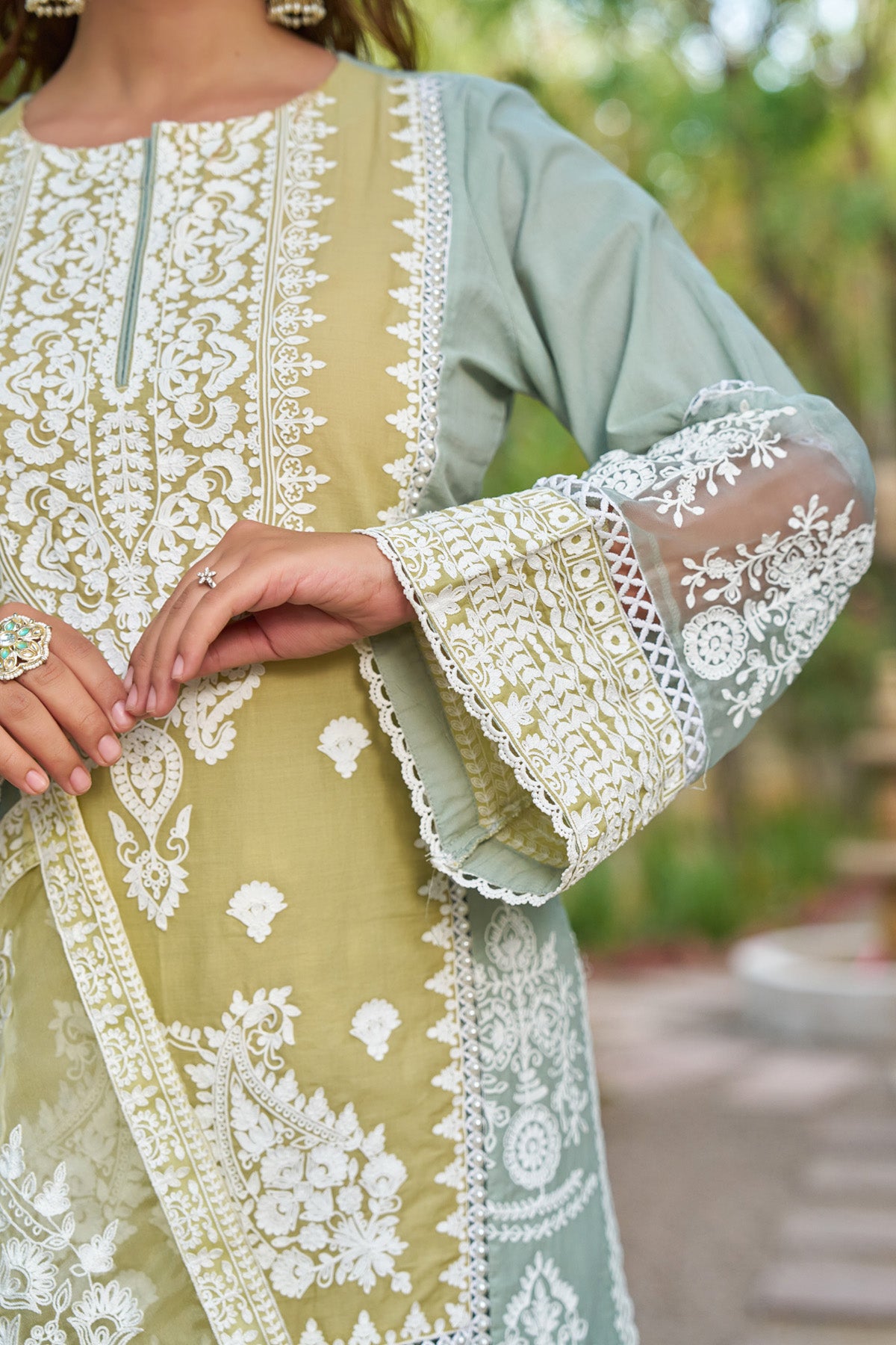 Mustard cotton embroidered Farshi Suit Set With Dupatta