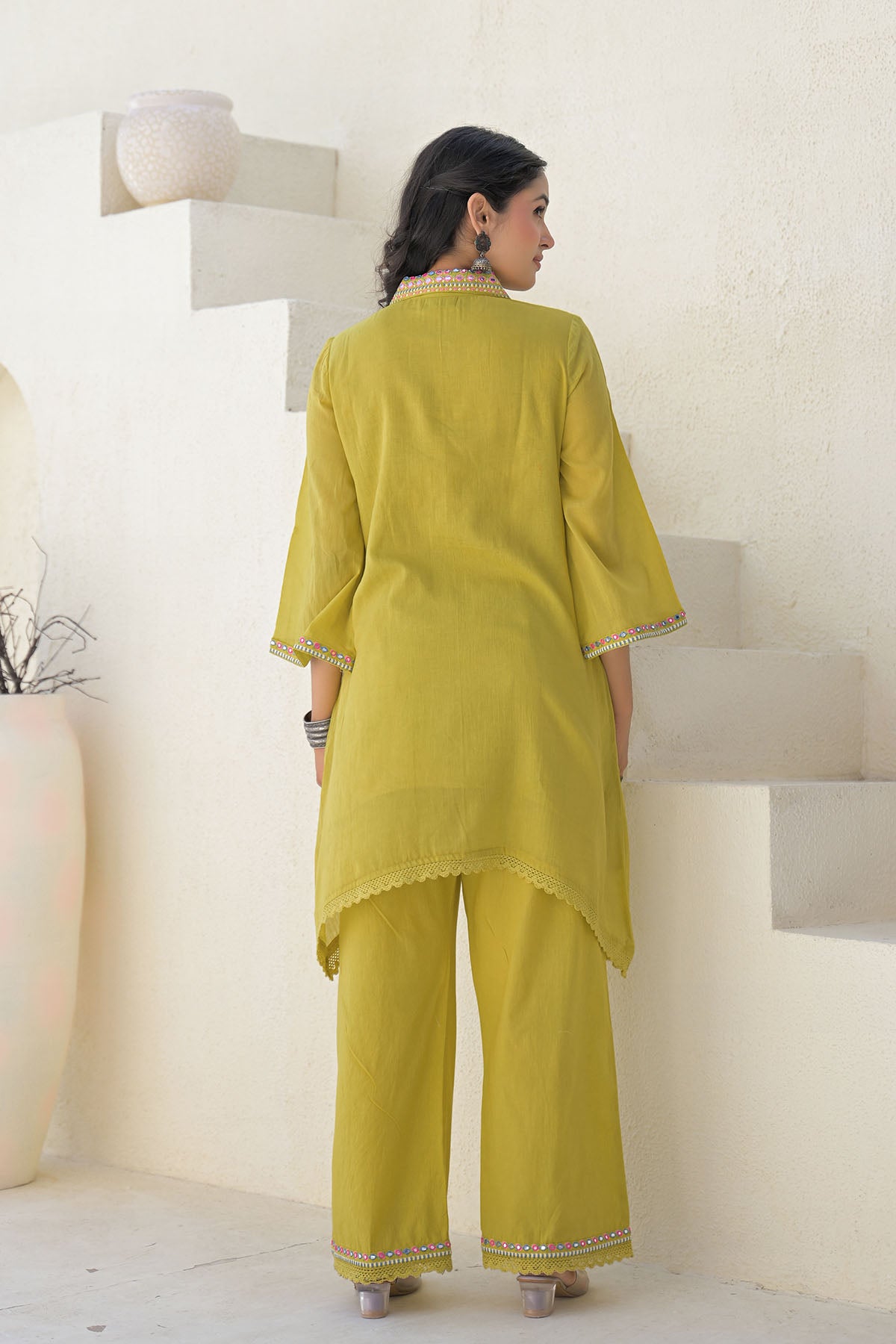 Mustard Cotton Embroidered Co-Ord Set