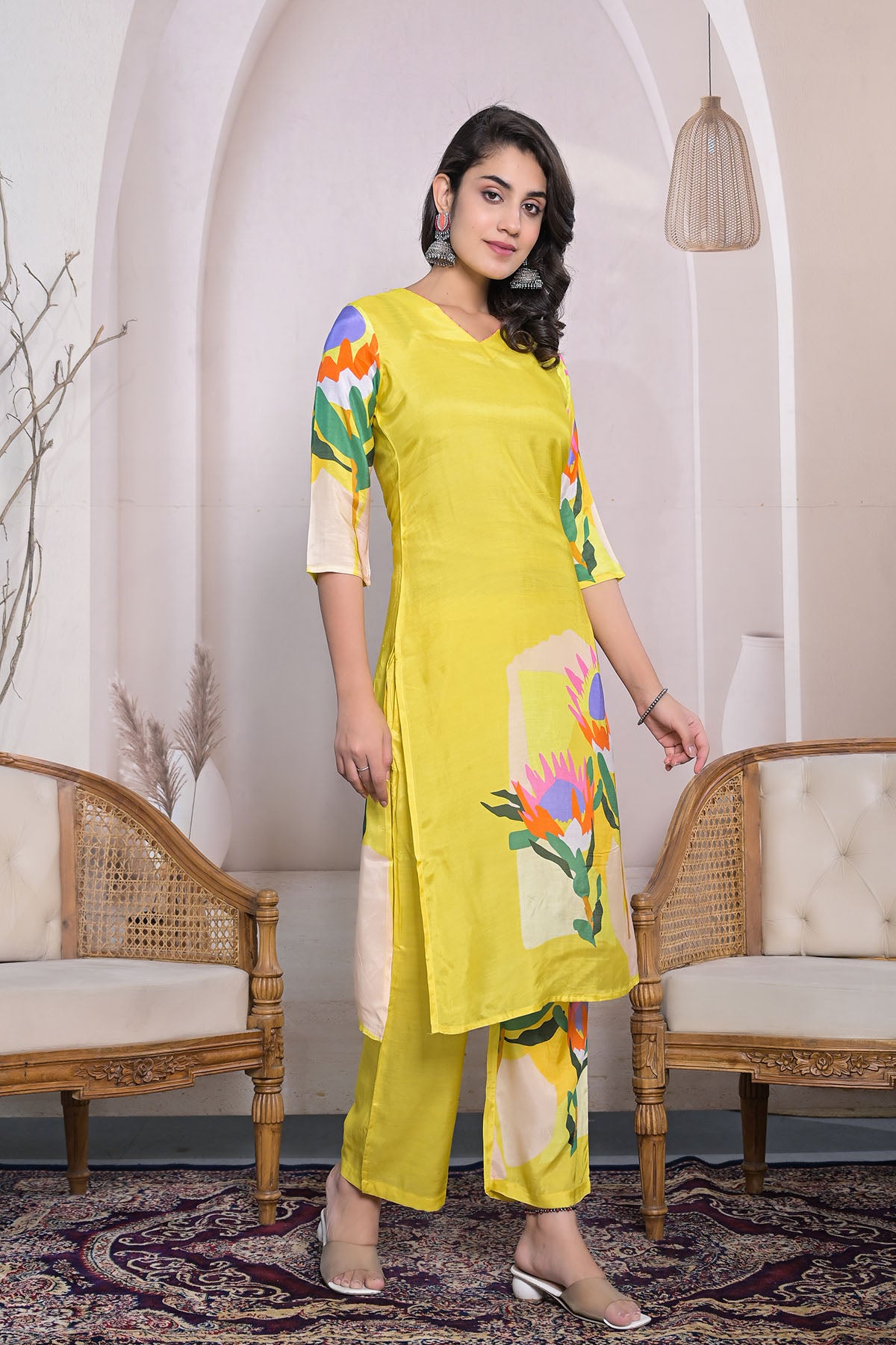 Yellow Floral Muslin Printed Co-ord Set