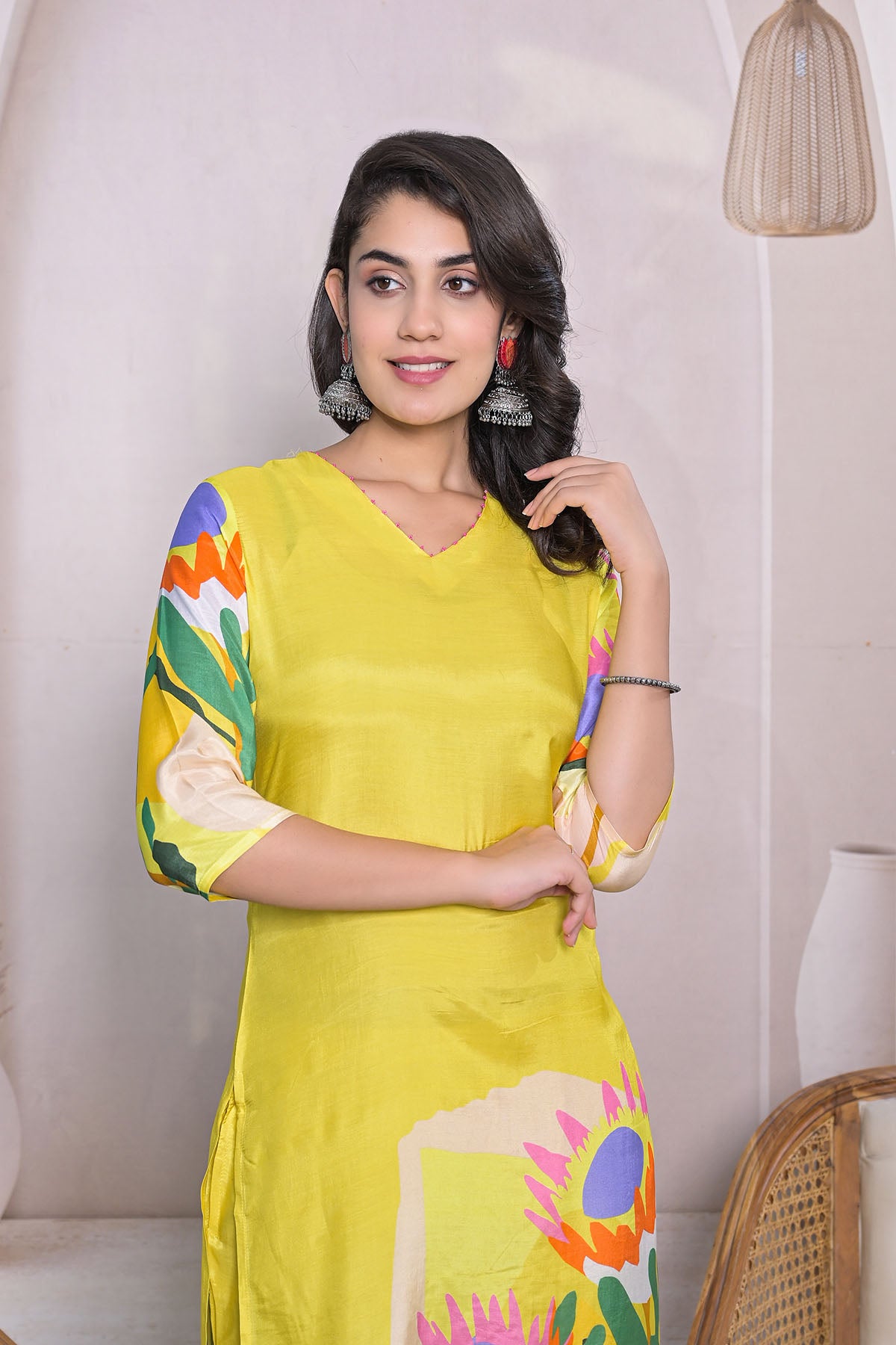 Yellow Floral Muslin Printed Co-ord Set