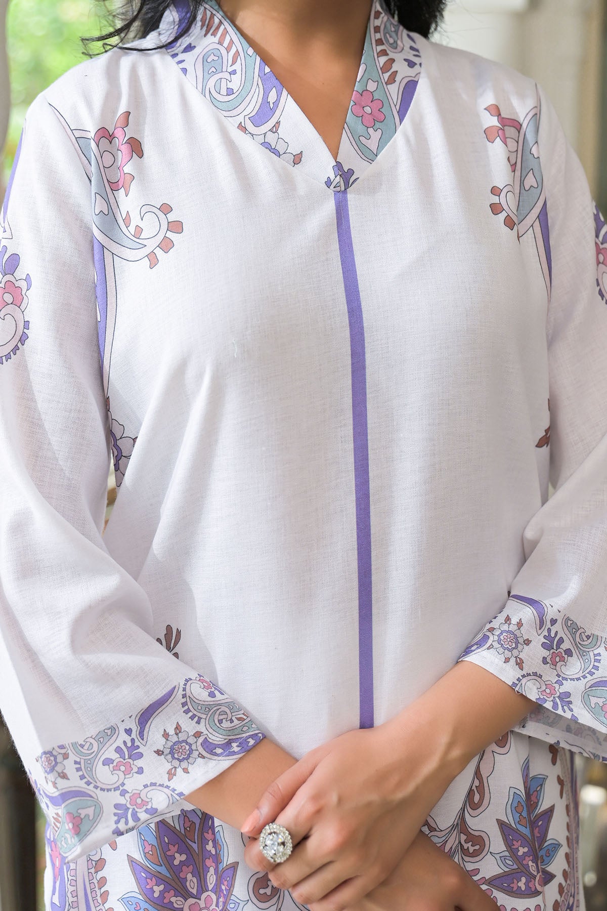 White Linen Printed Co-Ord Set