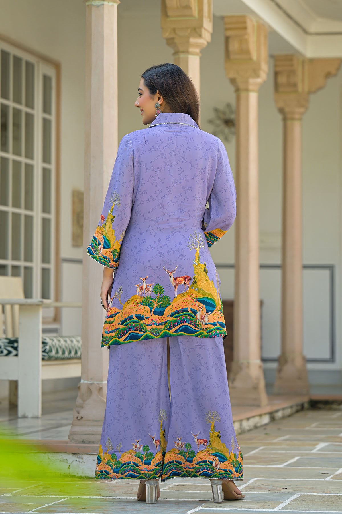 Purple Crepe Printed Co-Ord Set