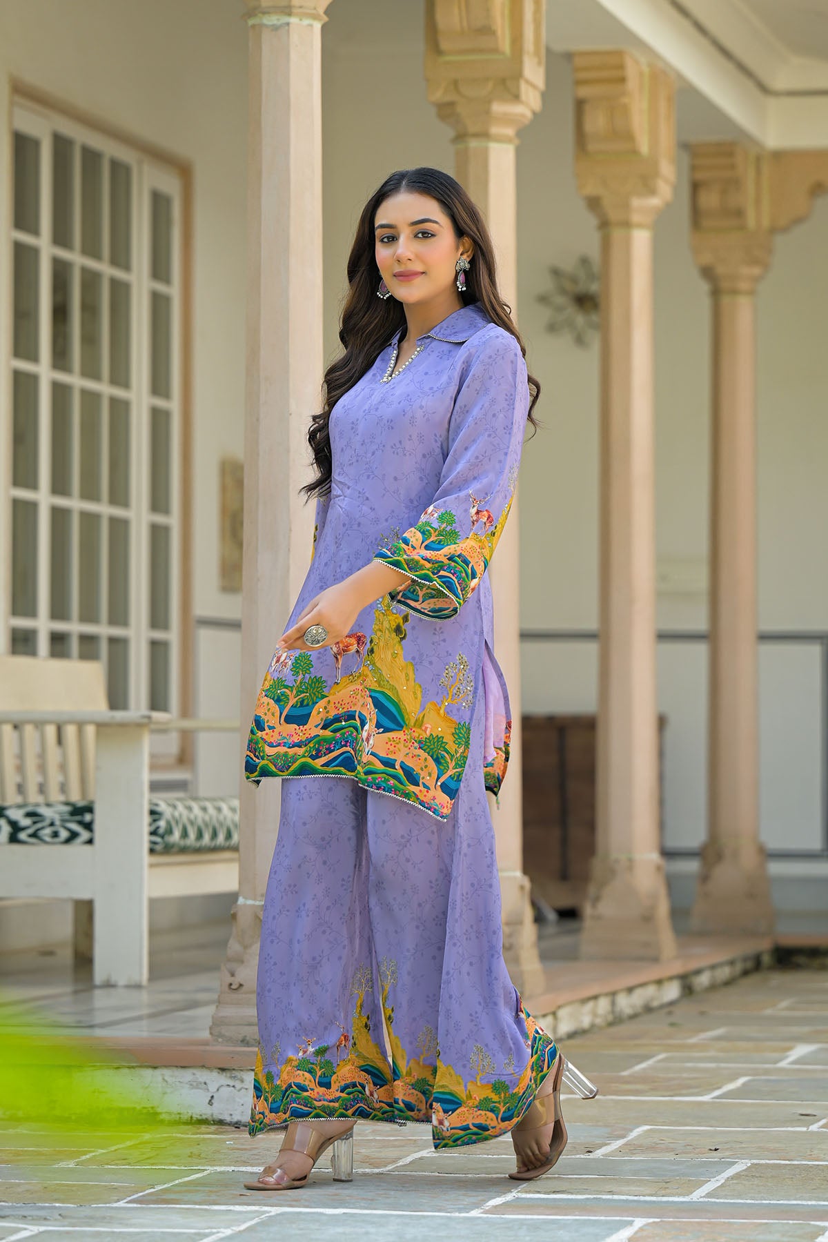 Purple Crepe Printed Co-Ord Set