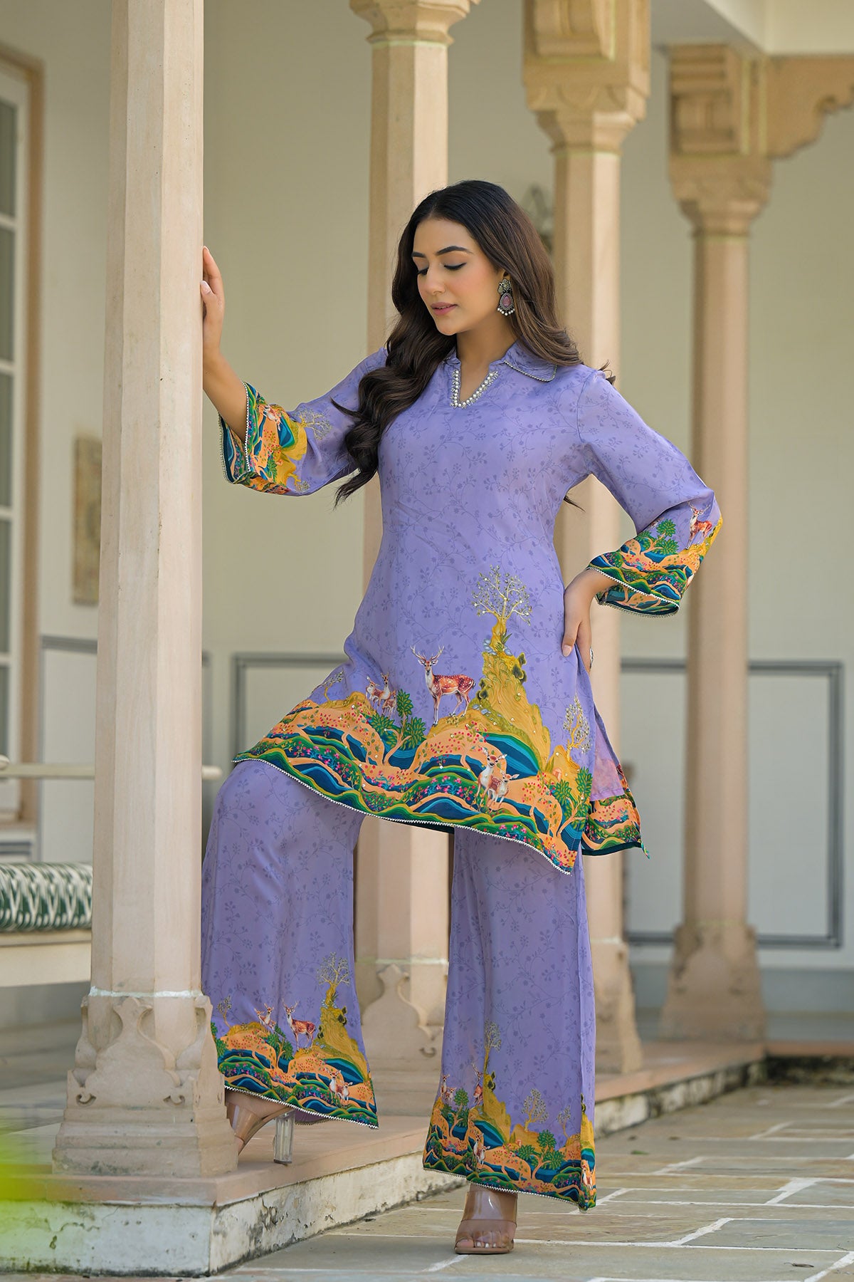 Purple Crepe Printed Co-Ord Set