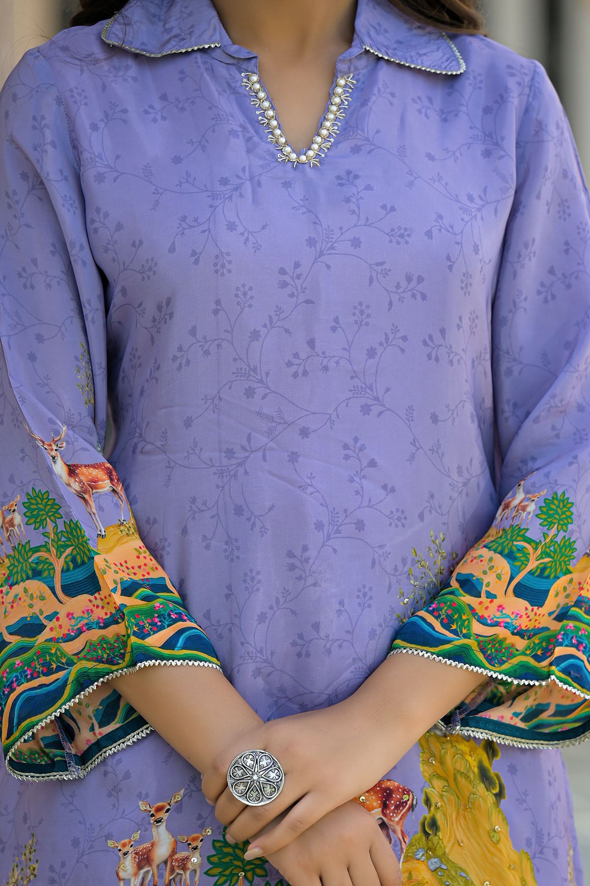 Purple Crepe Printed Co-Ord Set