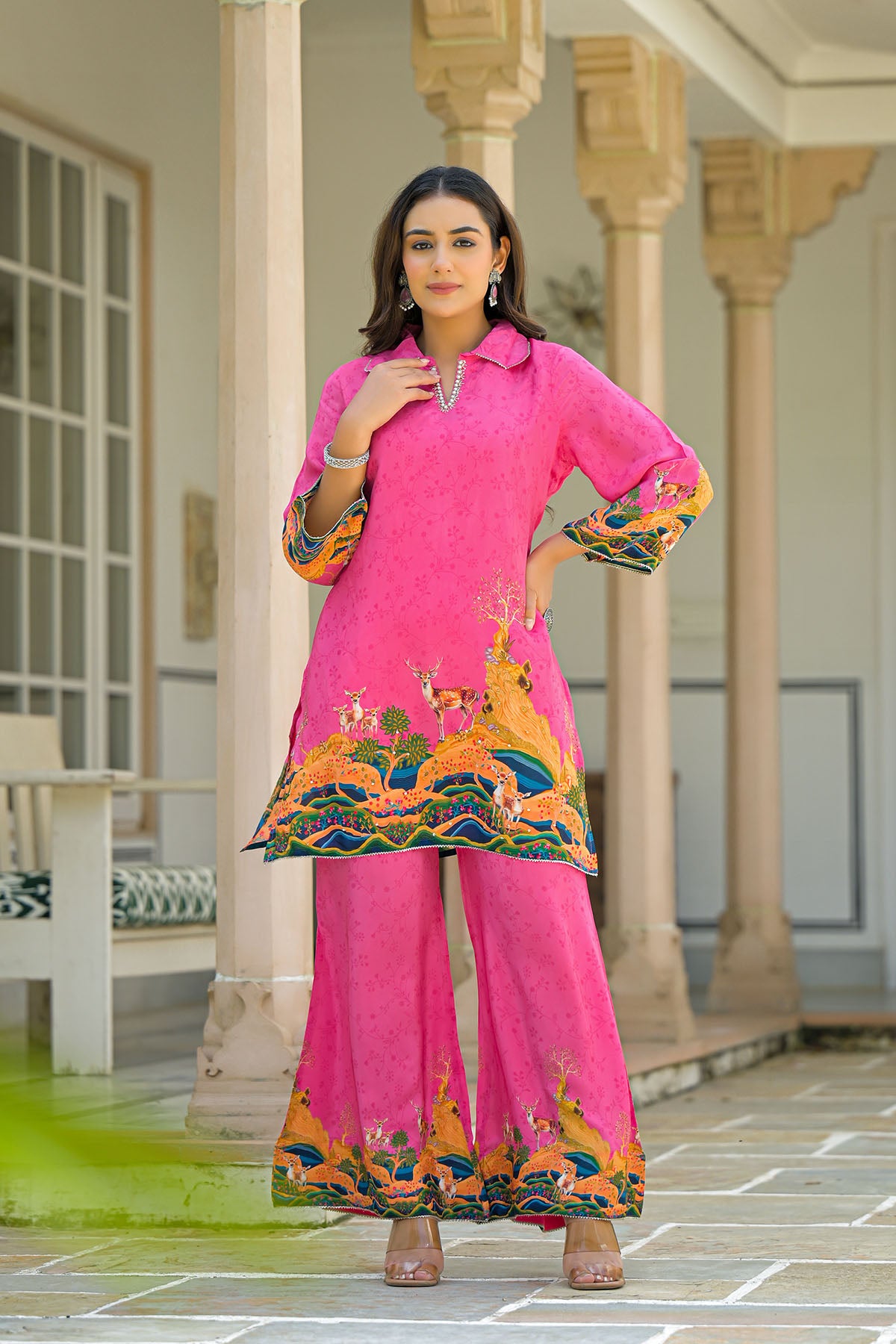 Pink Crepe Printed Co-Ord Set