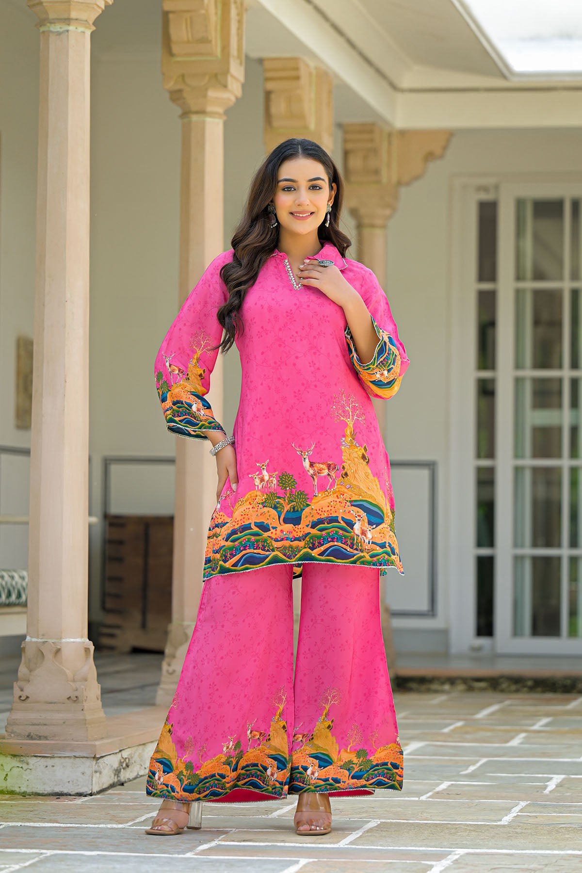 Pink Crepe Printed Co-Ord Set