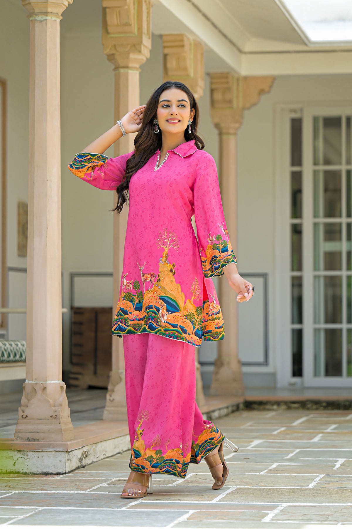 Pink Crepe Printed Co-Ord Set