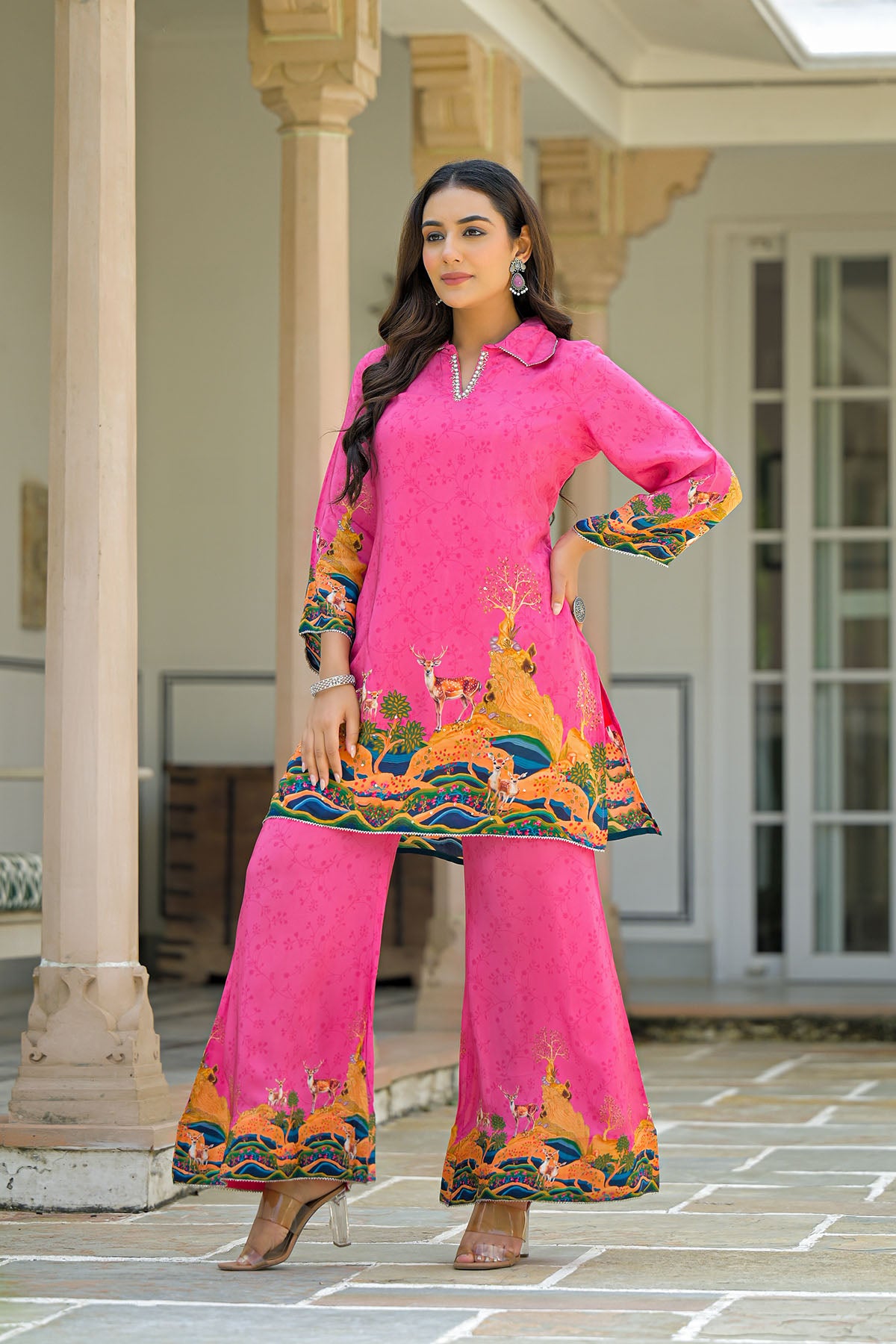 Pink Crepe Printed Co-Ord Set