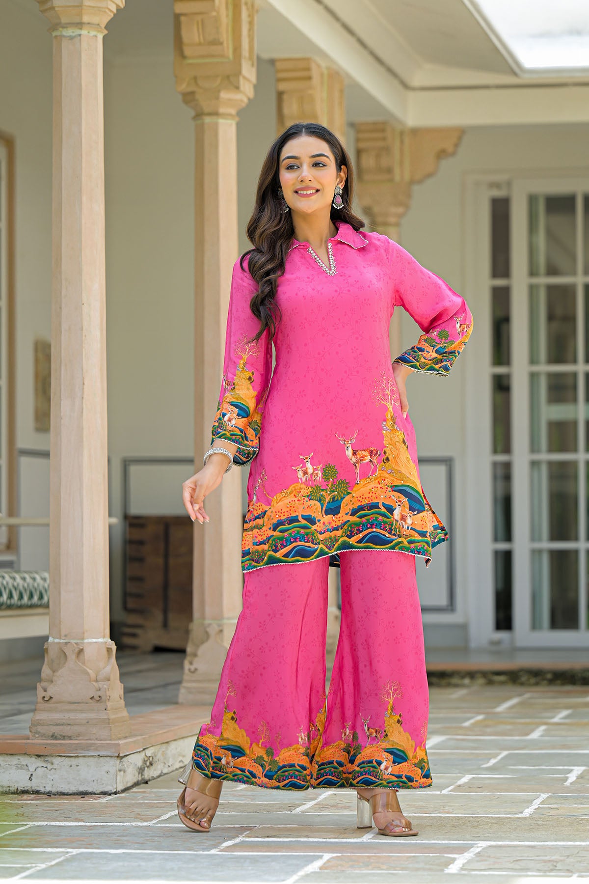 Pink Crepe Printed Co-Ord Set