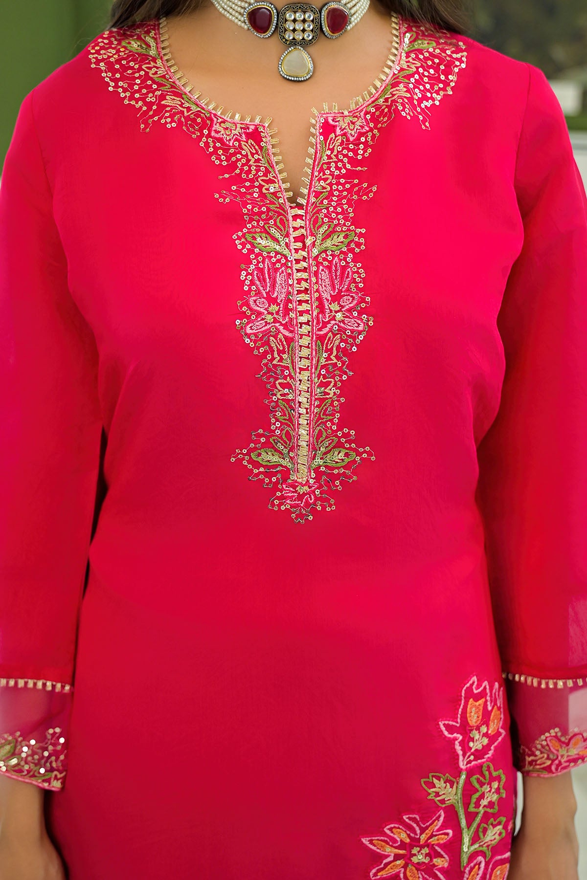 Pink Chanderi Embroidered Pakistani Suit