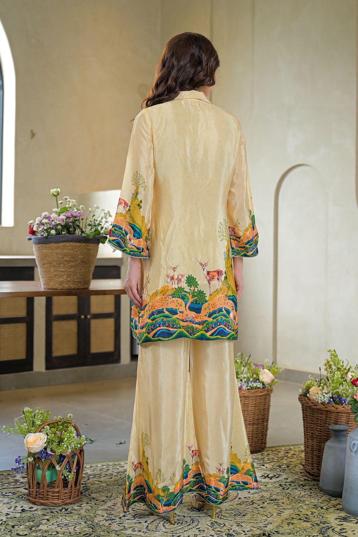 Beige Crepe Printed Co-Ord Set