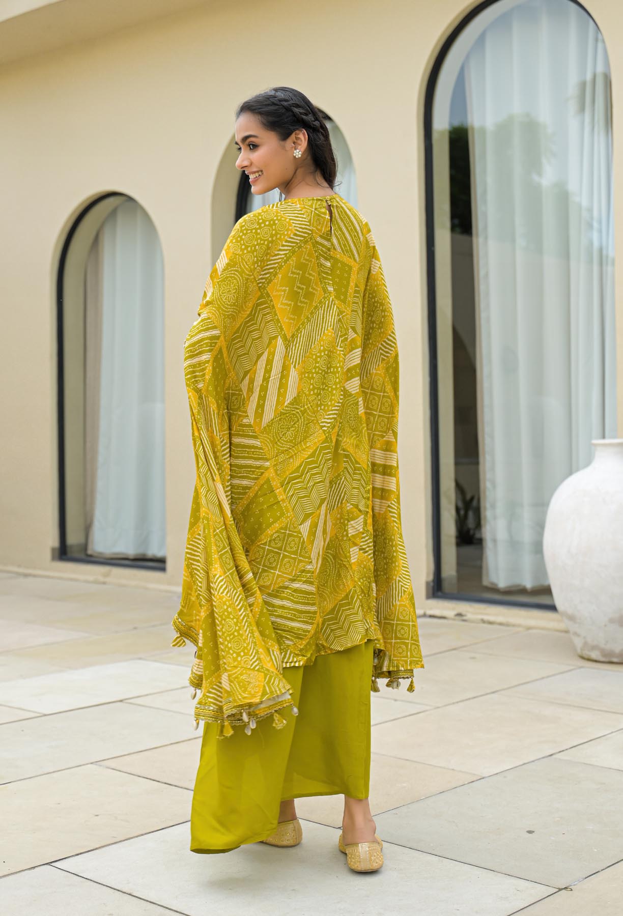 Mustard Muslin Embroidered Dresses | Bairaas