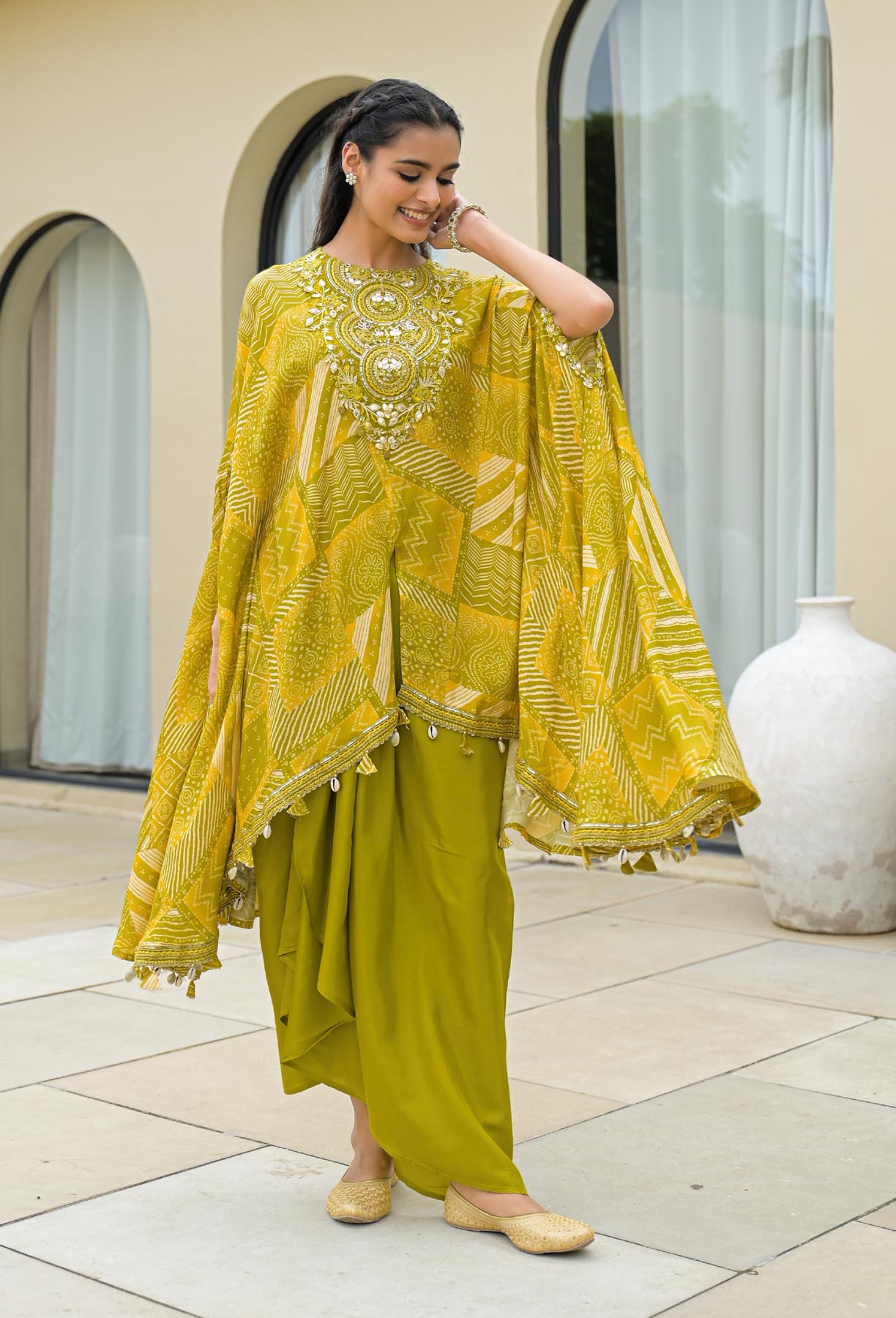 Mustard Muslin Embroidered Dresses | Bairaas