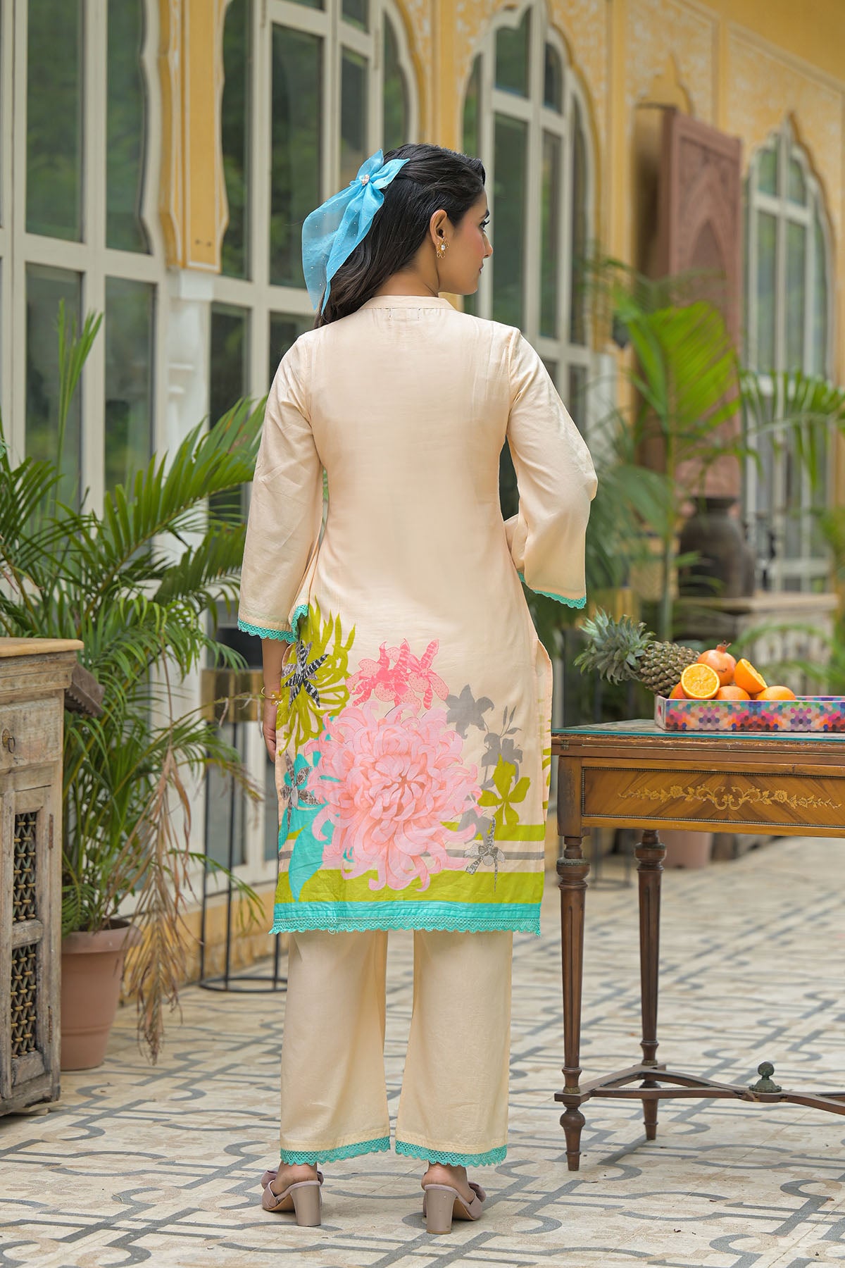 Peach Cotton Embroidered Co-Ord Set