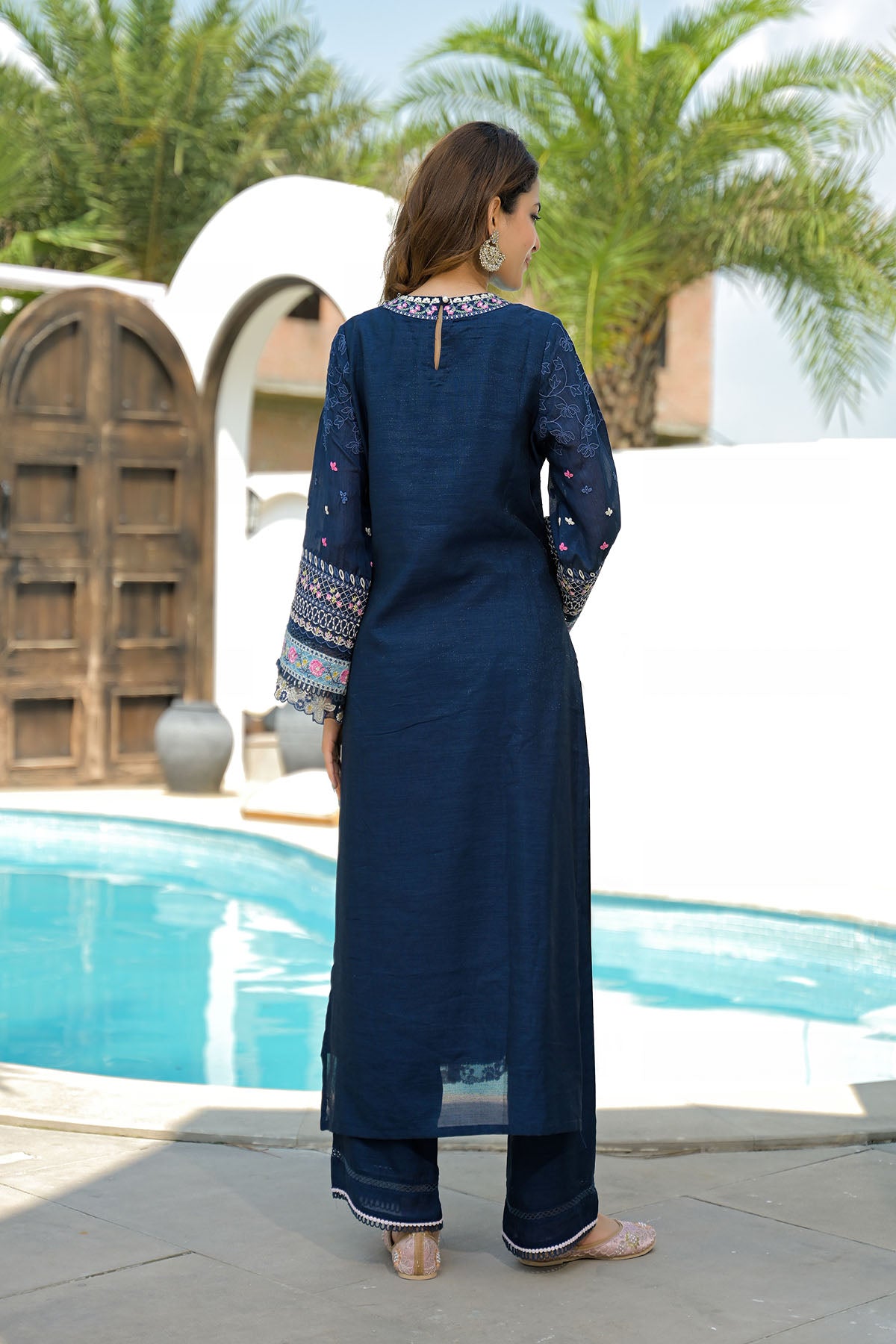 Blue Shimmer Embroidered Pakistani Suit