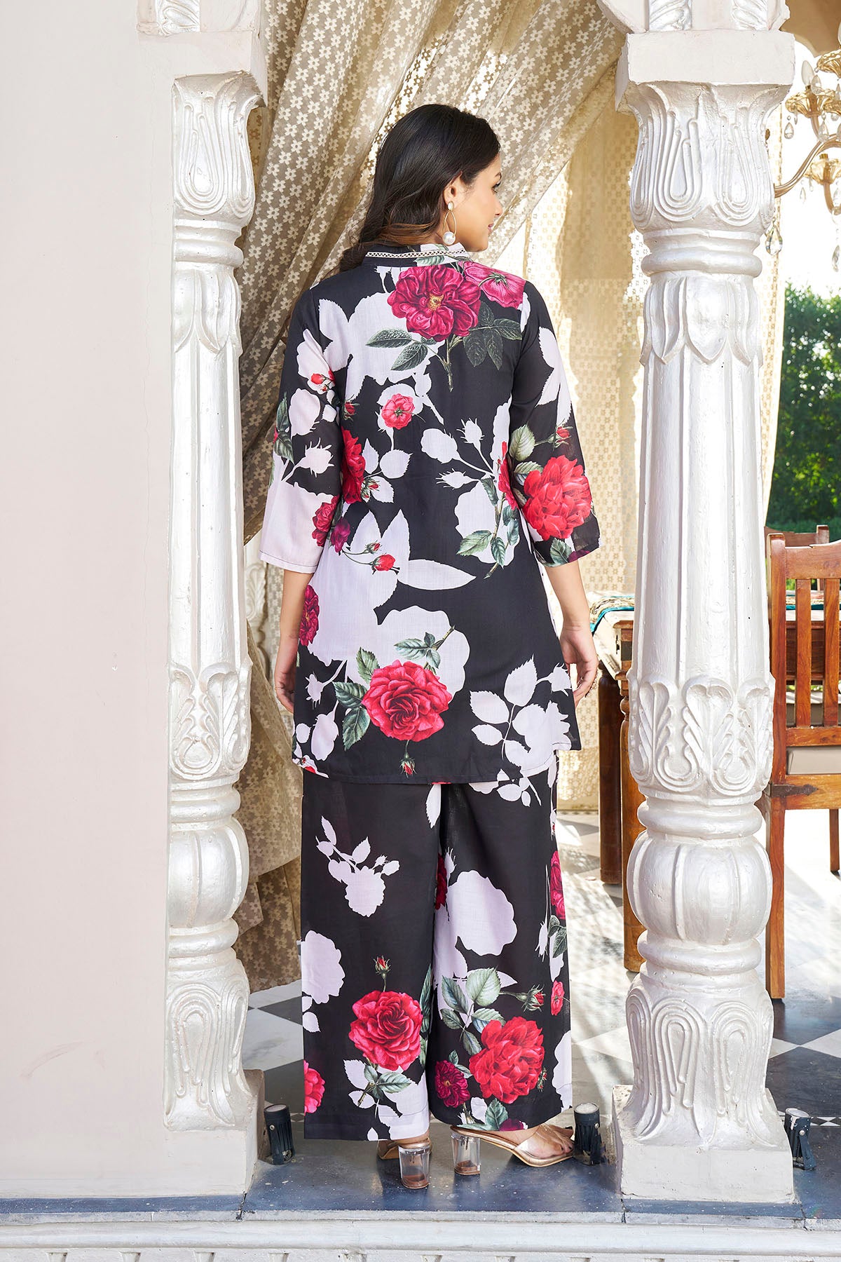 Black Floral Cotton Printed Co-Ord Set