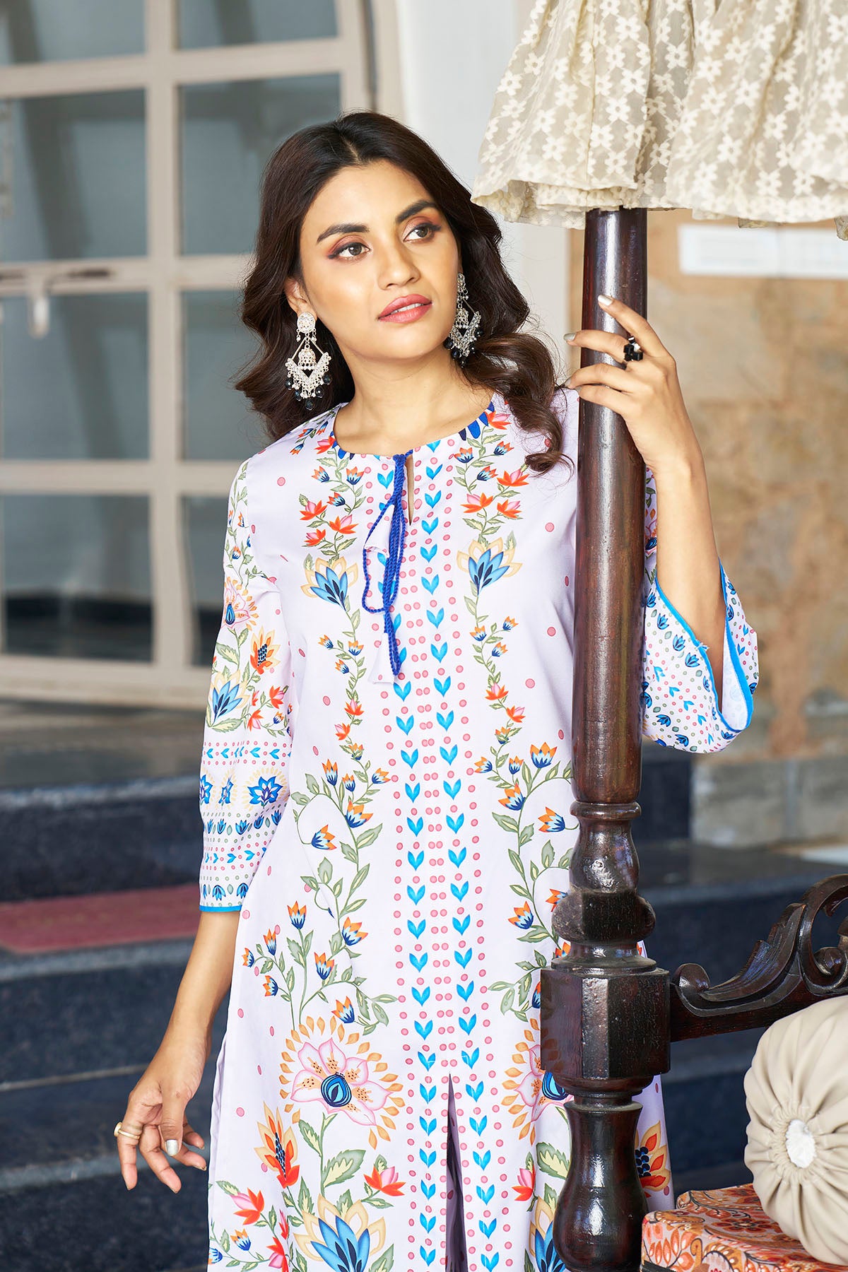 White Cotton Printed Co-ord