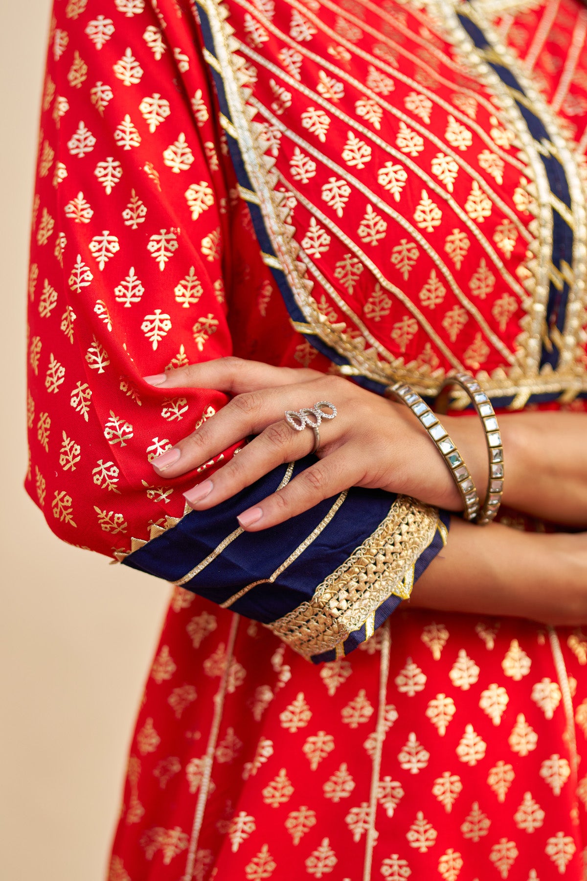 Red Rayon Gotapatti Sharara Set With Dupatta