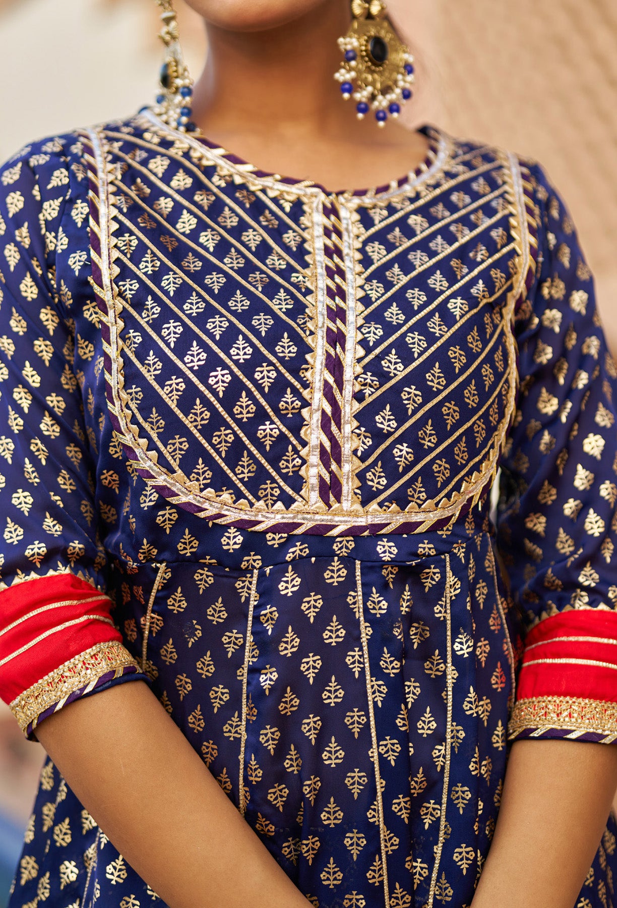 Blue Rayon Gotapatti Sharara Set With Dupatta