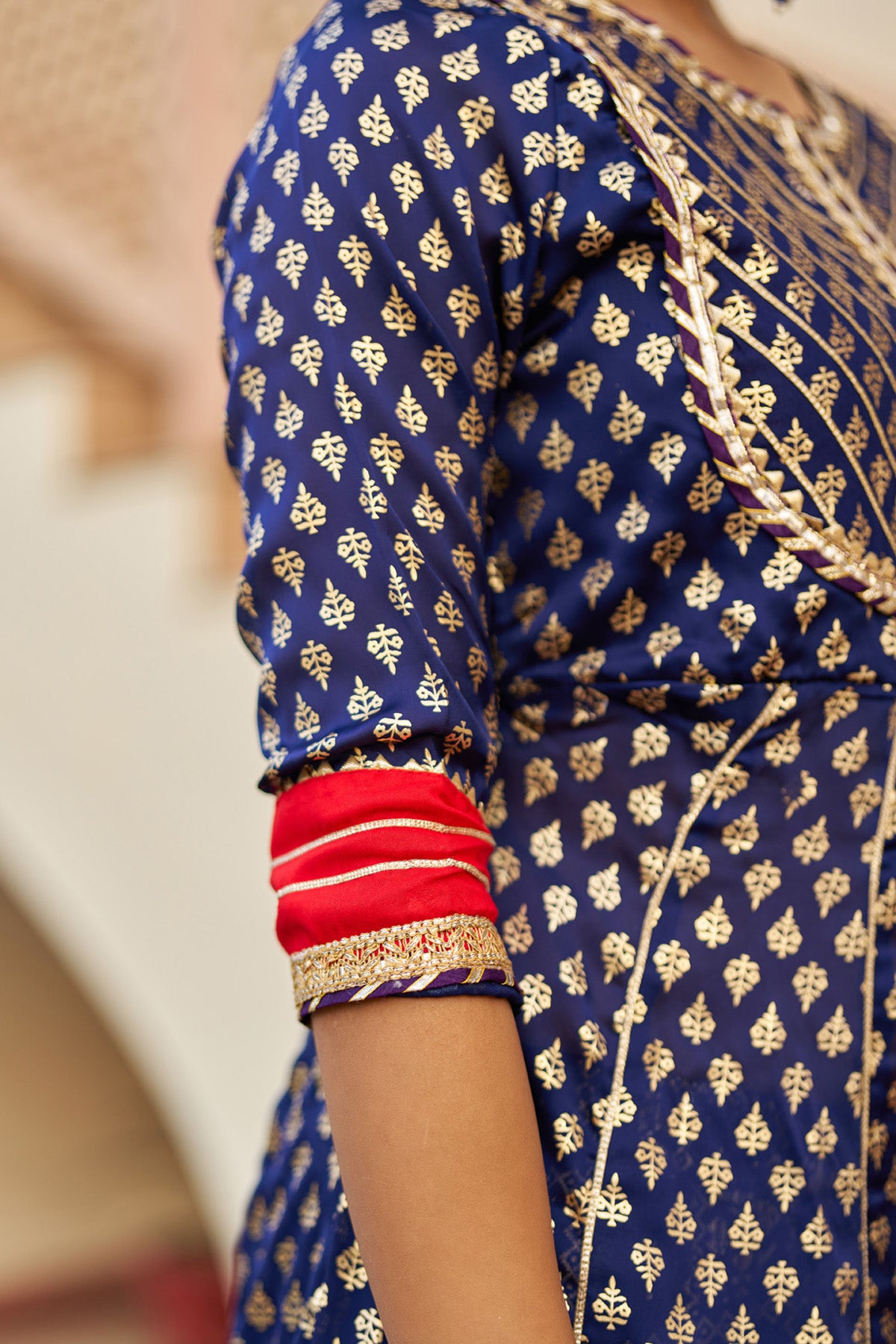 Blue Rayon Gotapatti Sharara Set With Dupatta