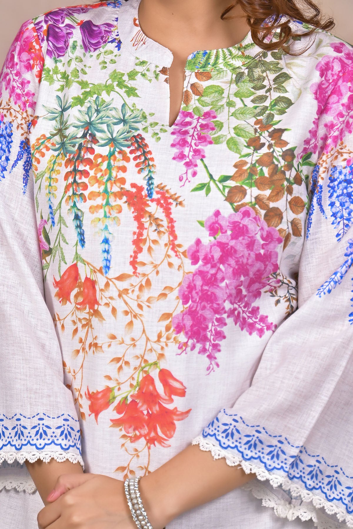 White Linen Printed Co-Ord Set