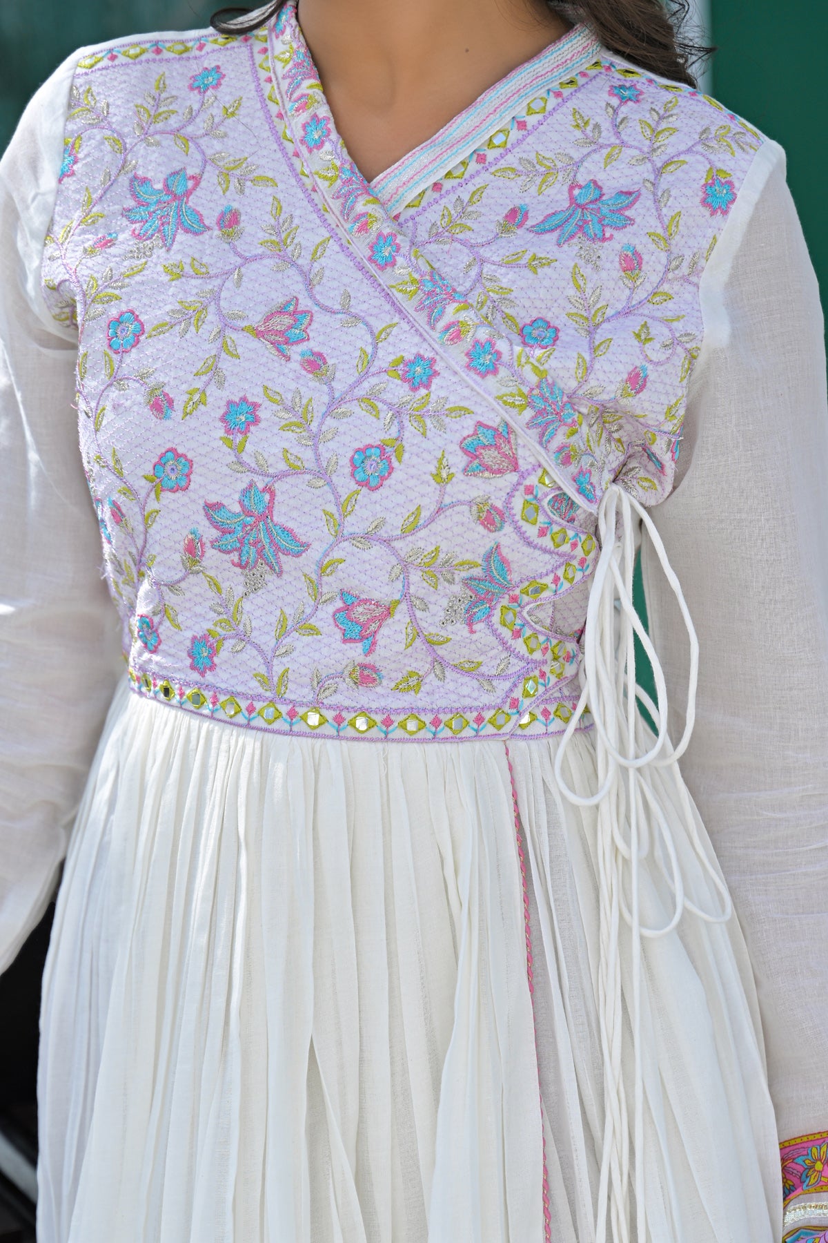 Pink Mul Mul Embroidered Gown Set