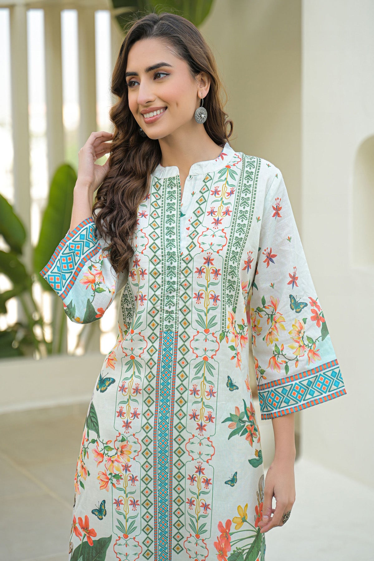 Green Cotton Printed Cord Set