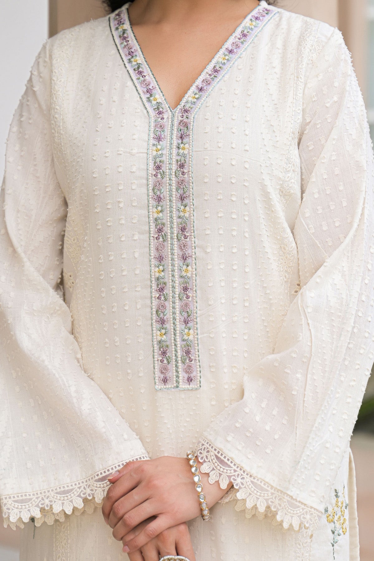 Pink Cotton Embroidered Kurta Set With Dupatta
