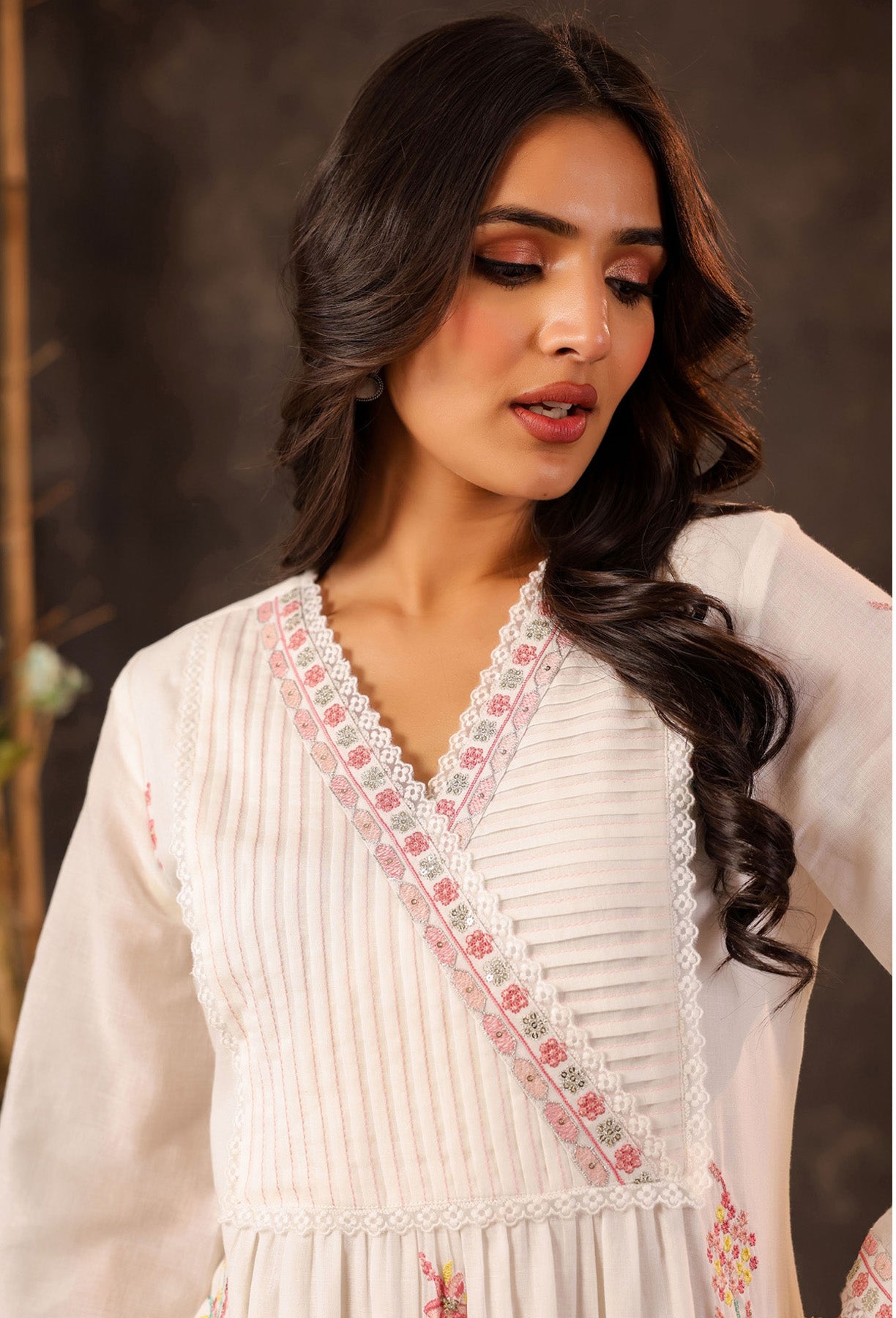 White Mul Mul Embroidered Co-Ord Set