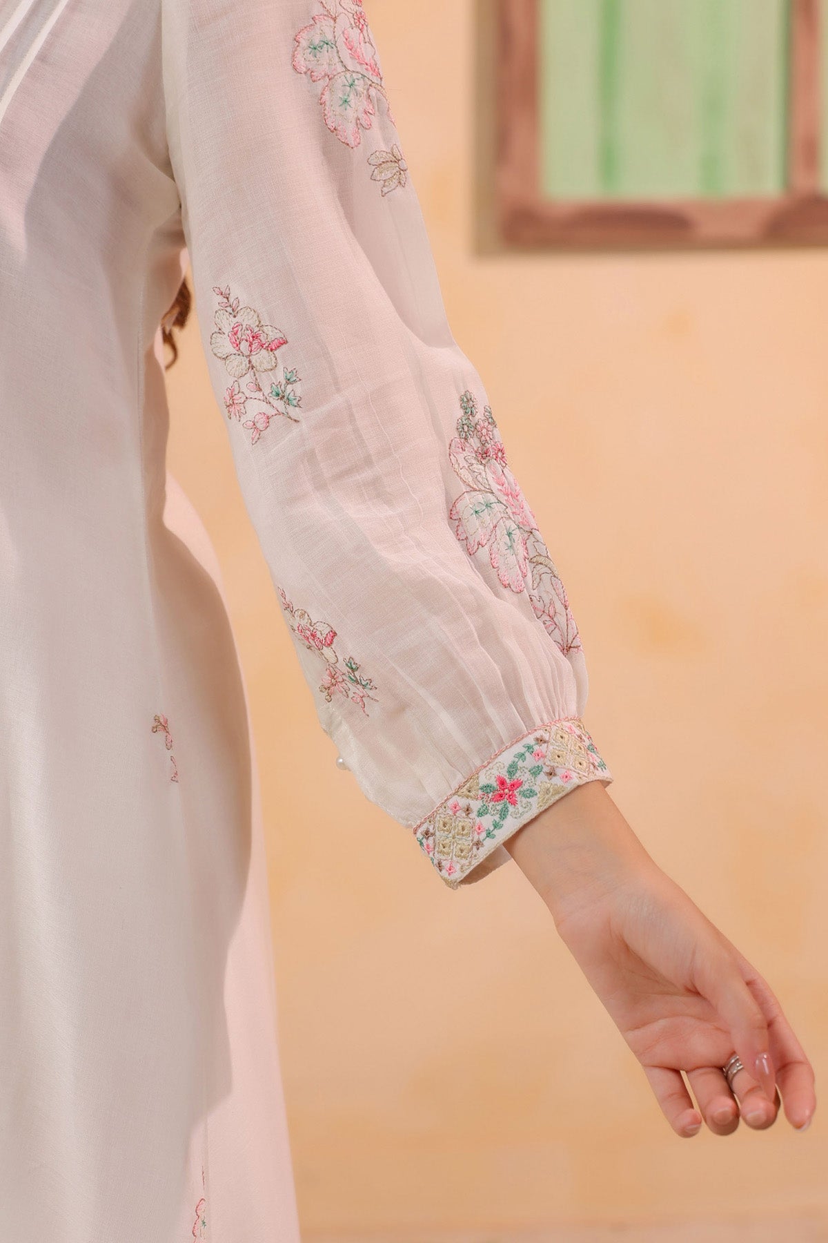 White Mul Mul Embroidered Cord Set