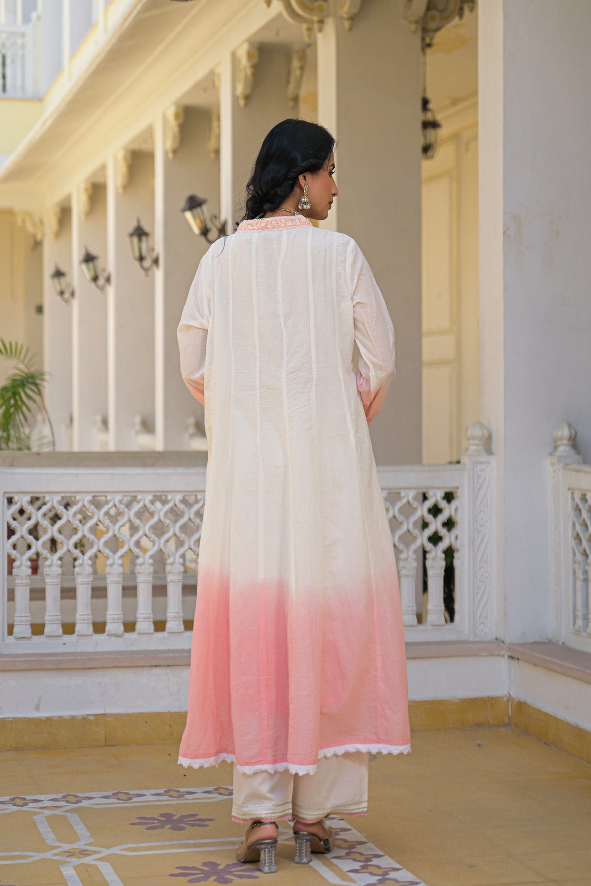 Pink Mul Mul Embroidered Anarkali Suit Set With Dupatta