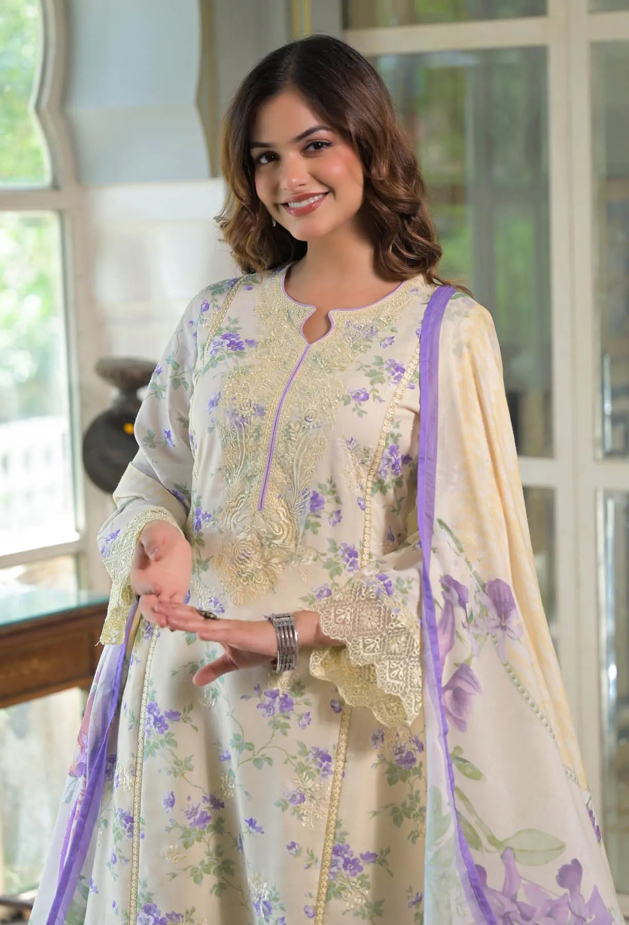 Yellow Multicolor Cotton Printed Straight Cut Suit Set | Bairaas