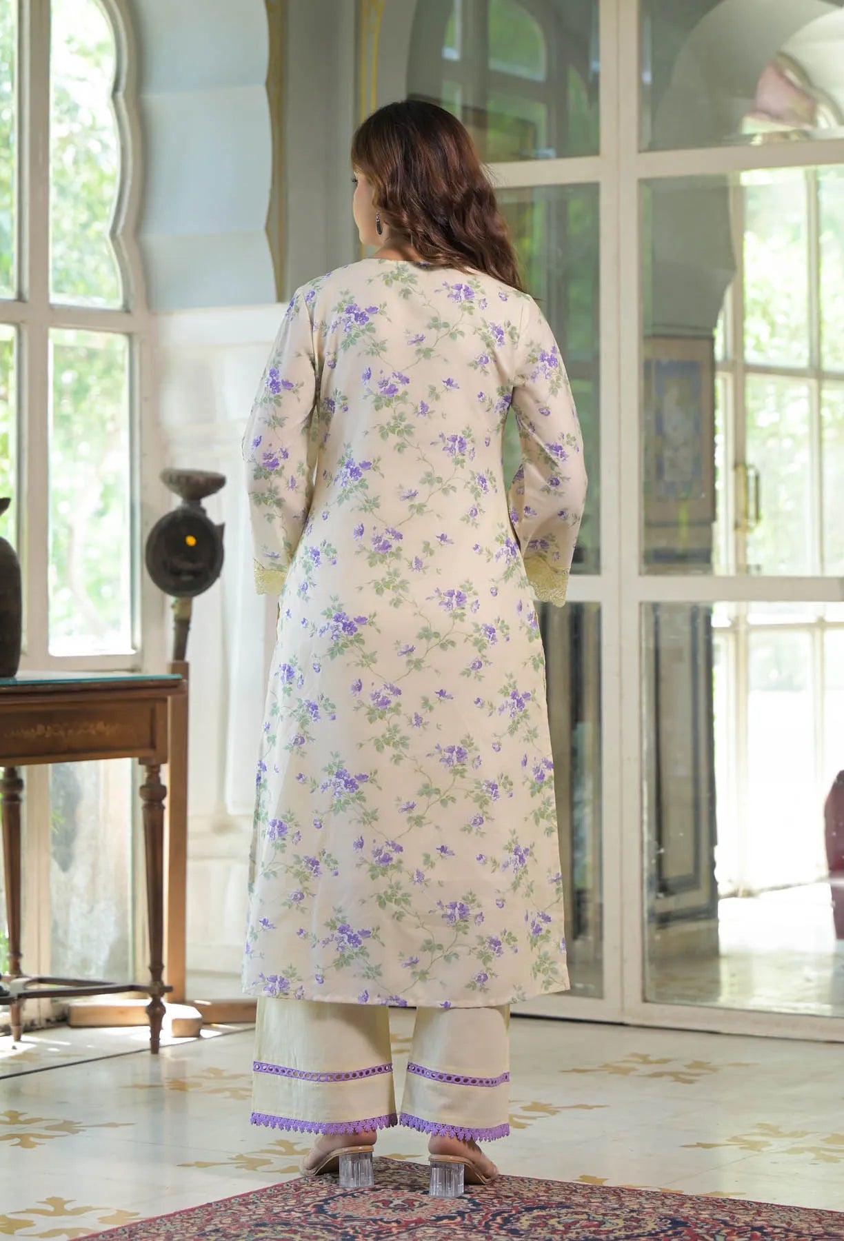 Yellow Multicolor Cotton Printed Straight Cut Suit Set | Bairaas