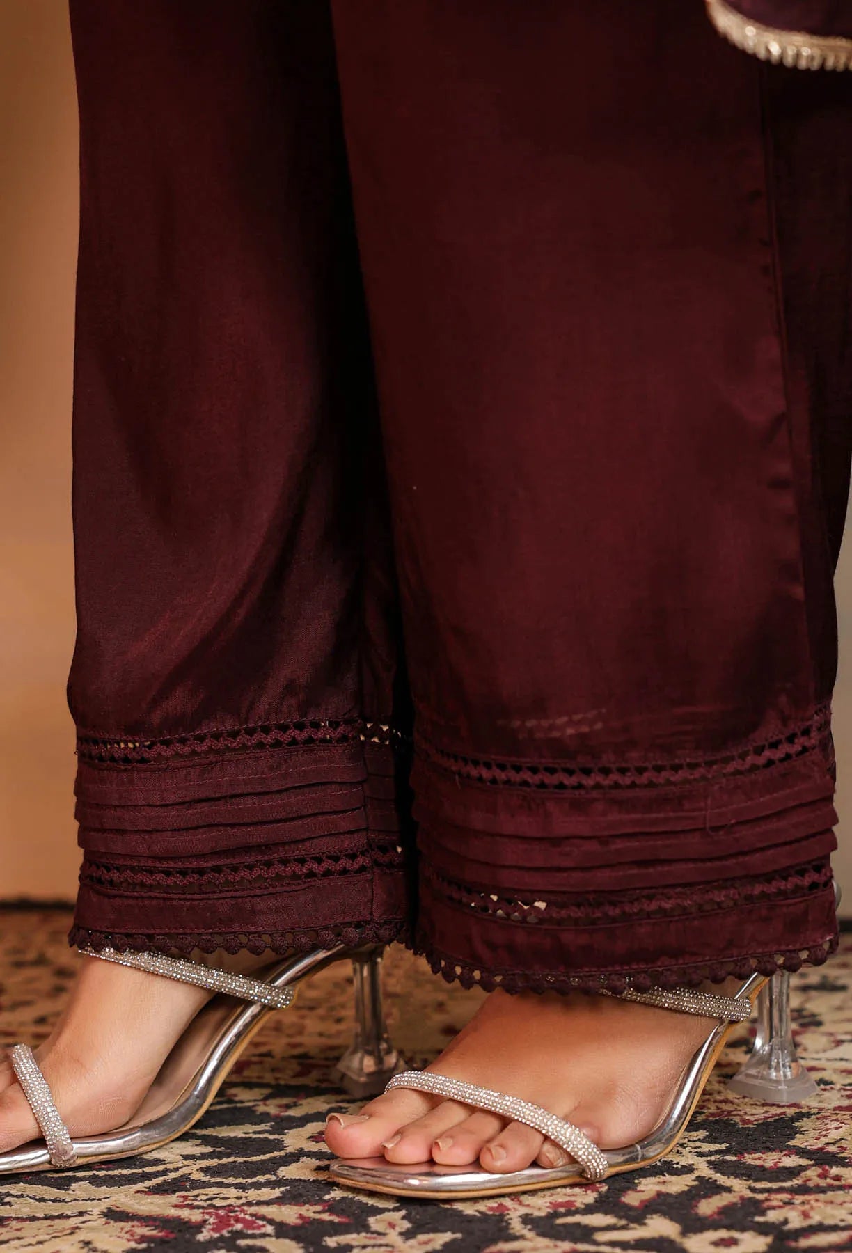 Maroon Shimmer Embroidered Pakistani Suit Set