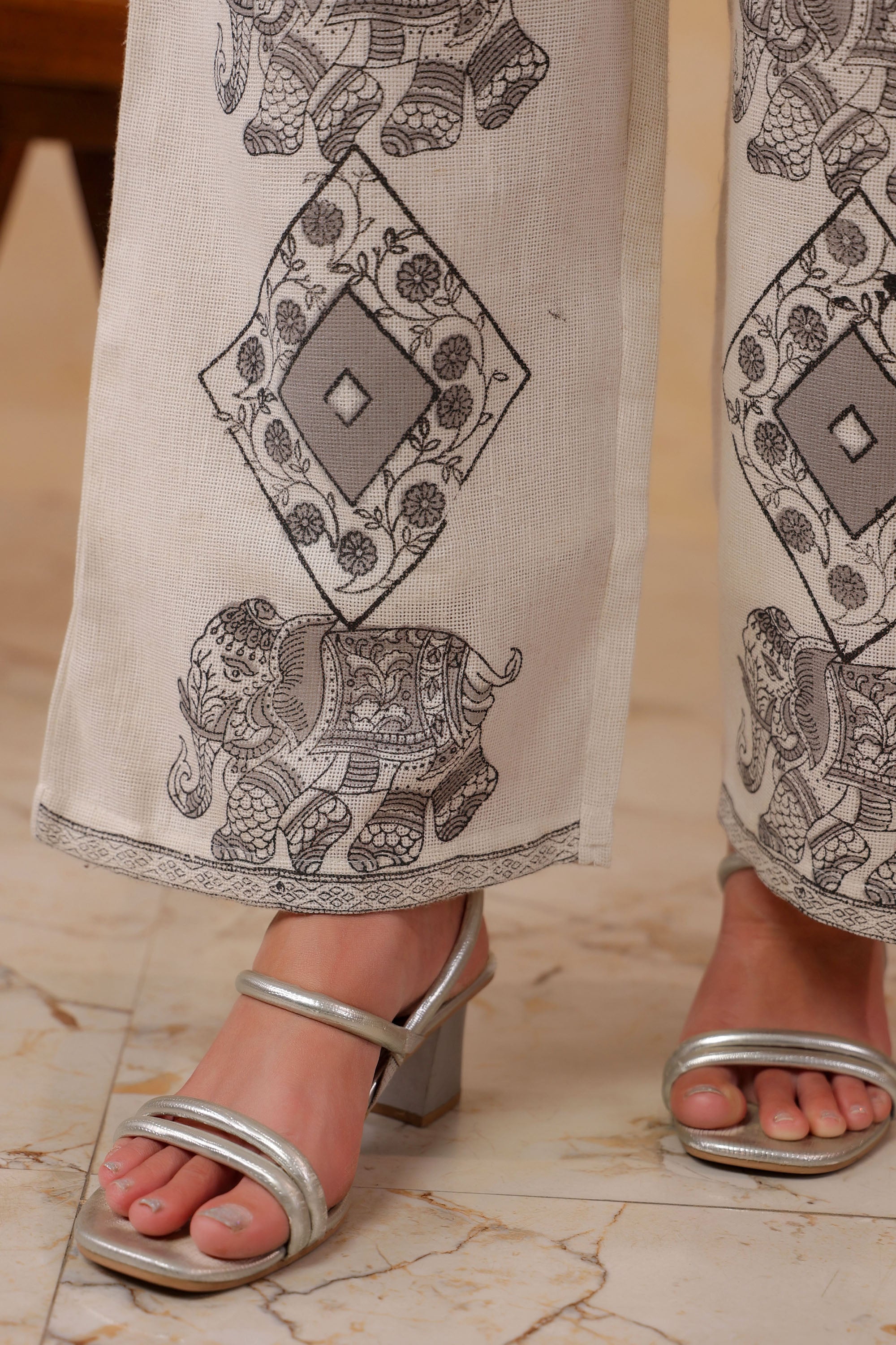 White Jute Embroidered Co-ord Set