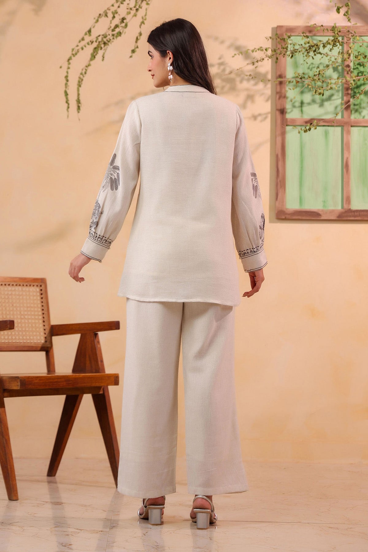 White Jute Embroidered Co-ord Set