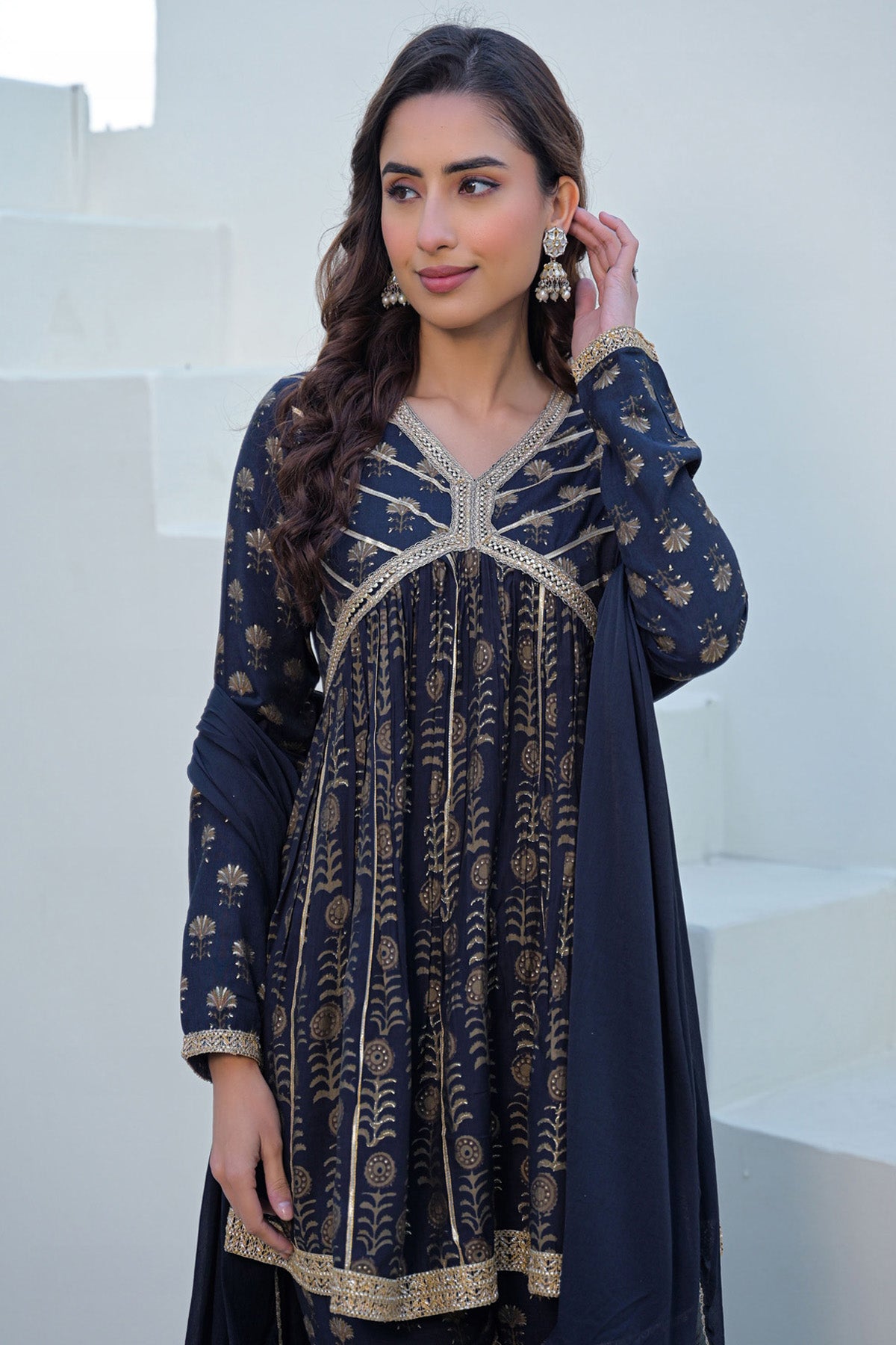 Black Muslin Gotapatti Sharara Set