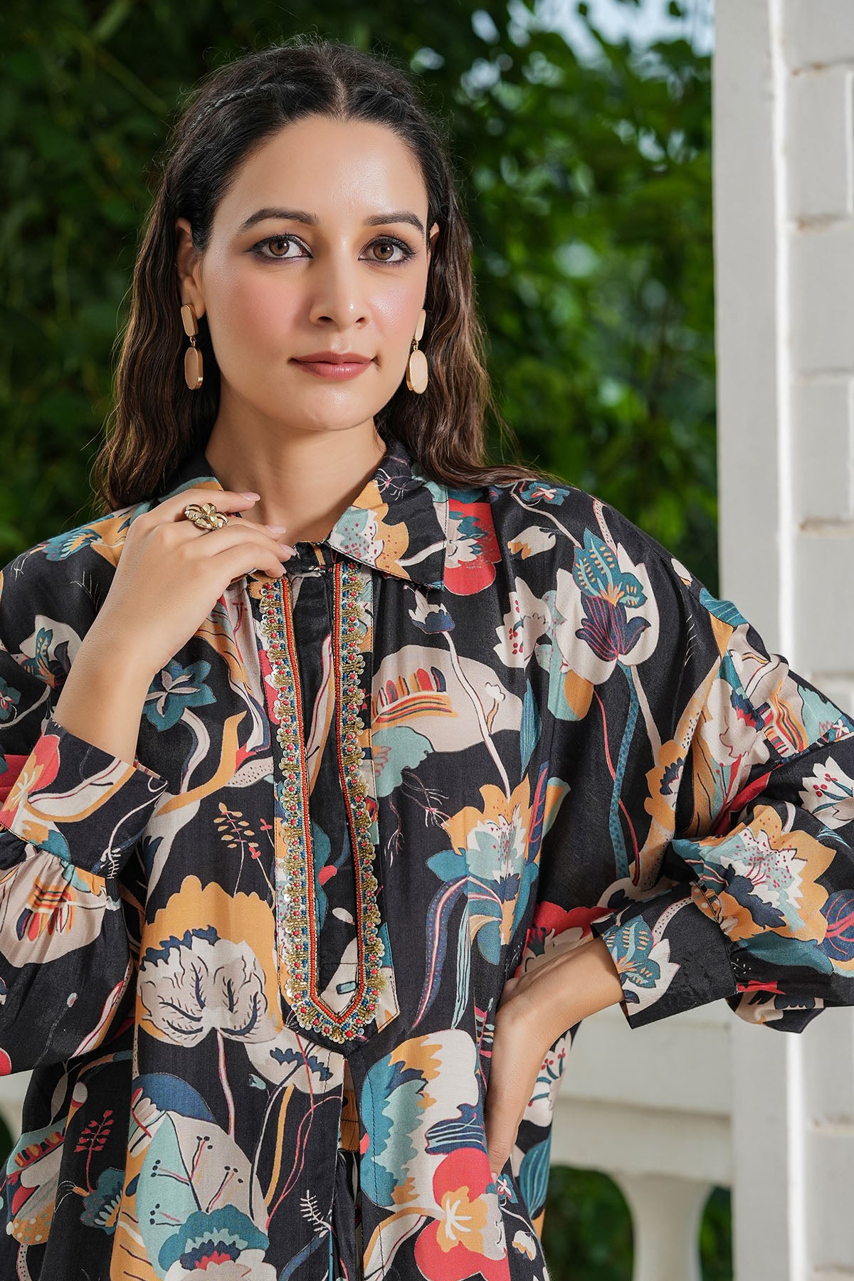 Black Floral Muslin Handwork Co-ord Set