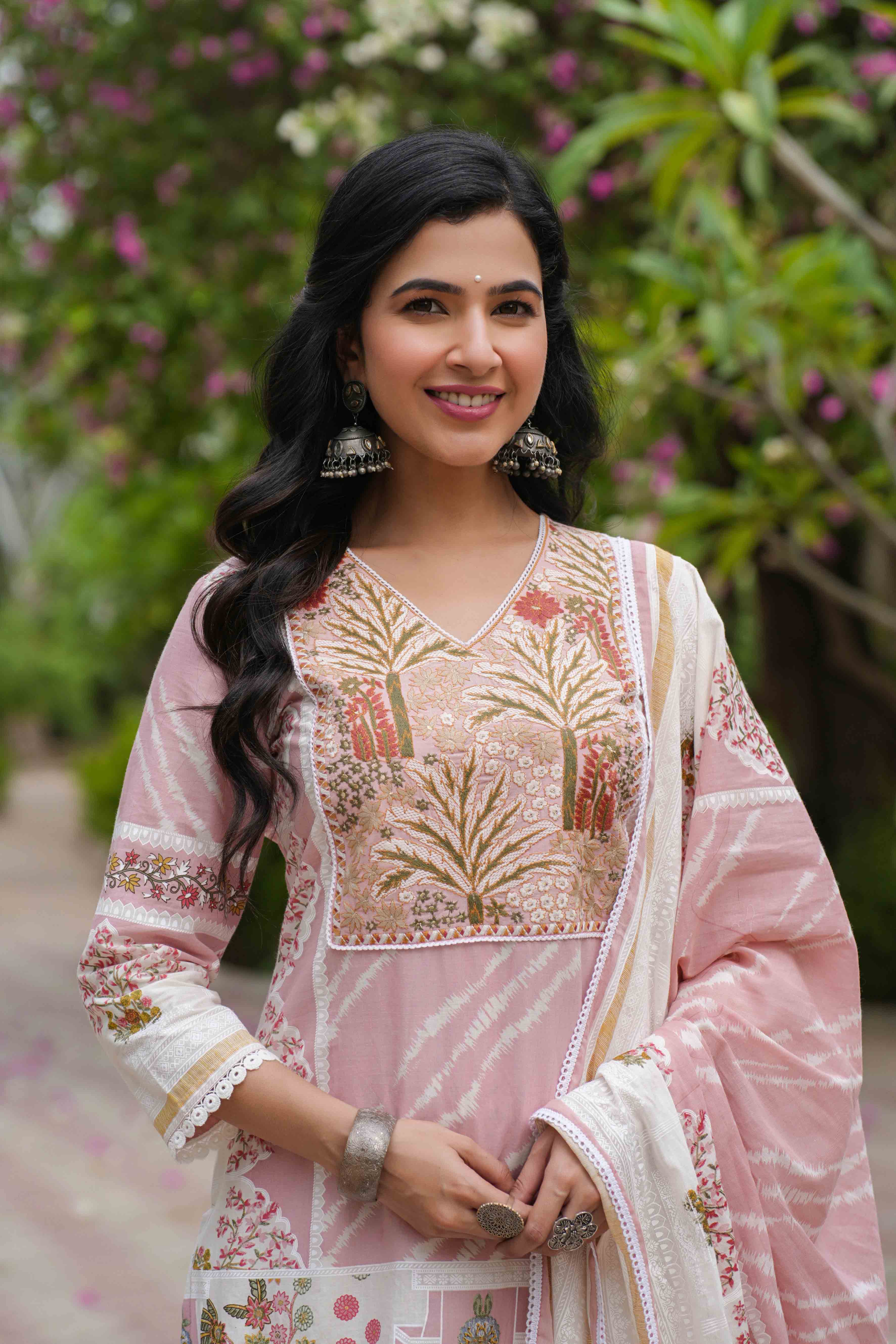Pink Cotton Printed Sharara Set