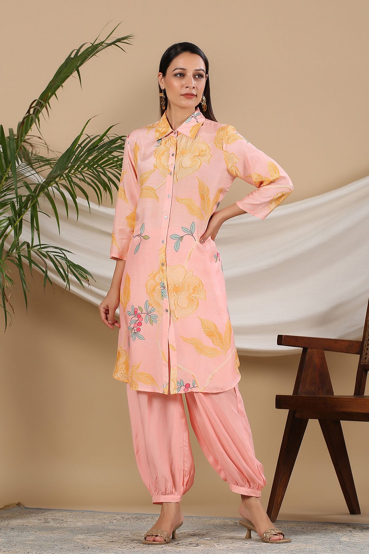 Pink Floral Muslin Printed Co-ord Set