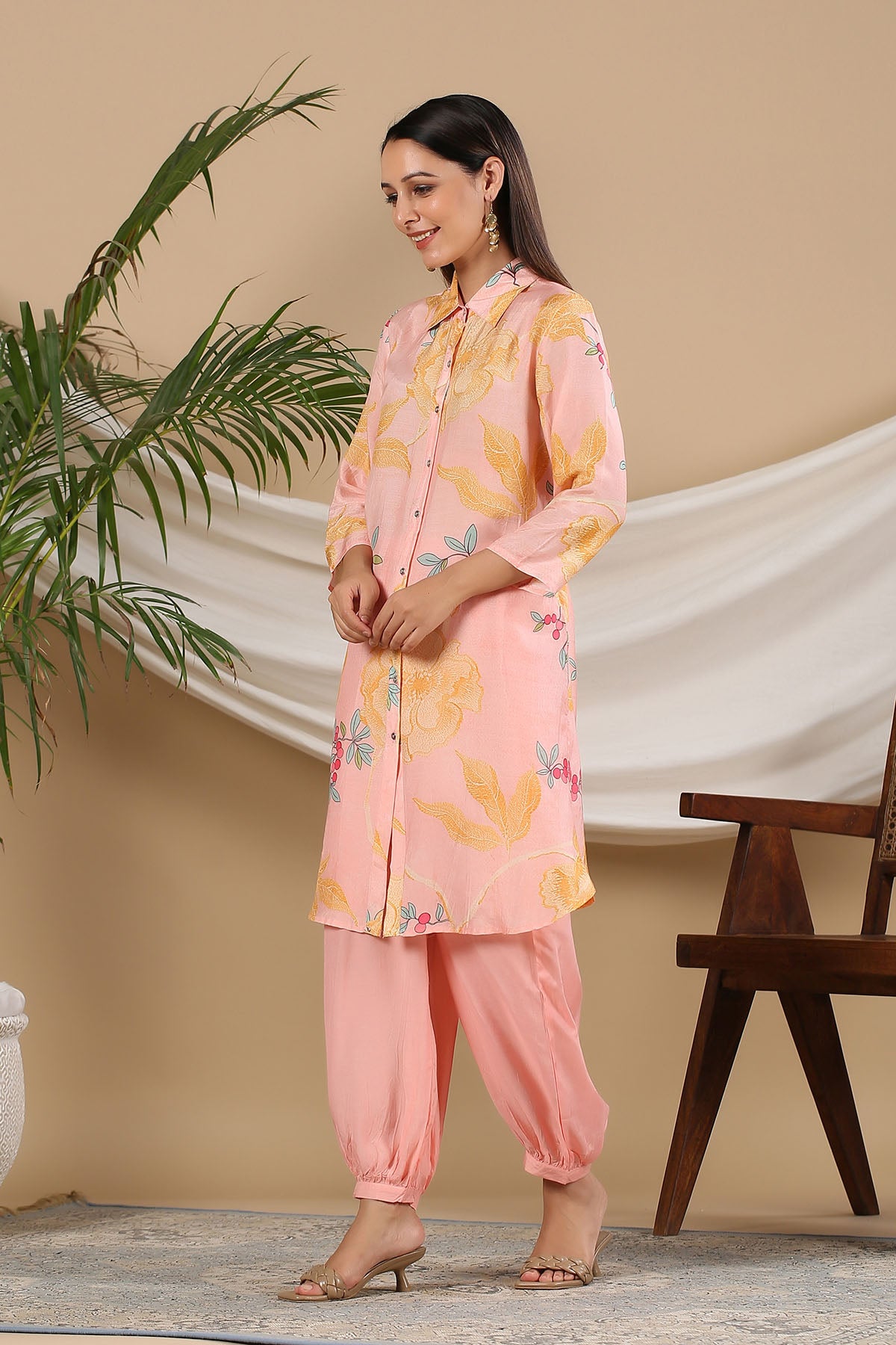 Pink Floral Muslin Printed Co-ord Set