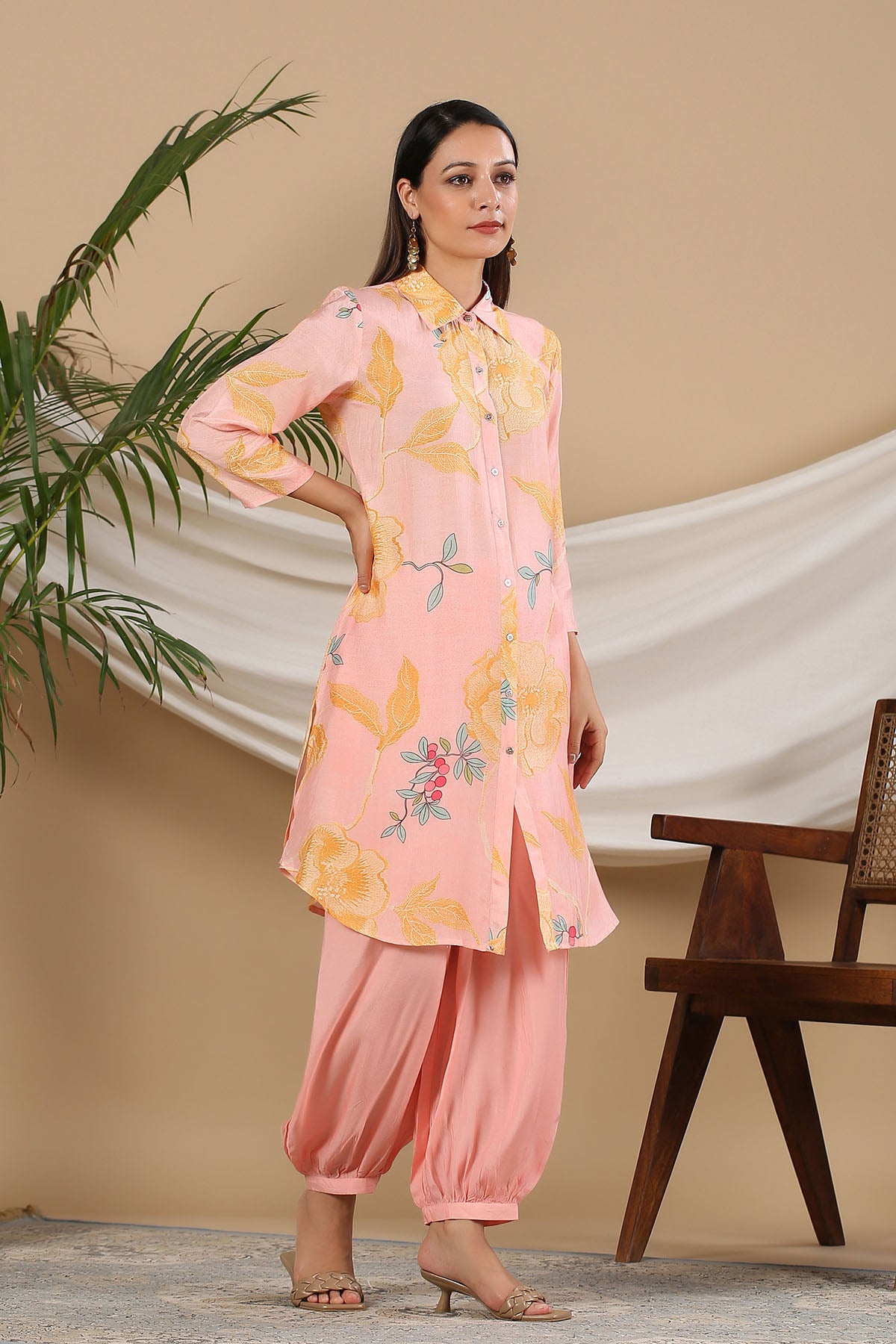 Pink Floral Muslin Printed Co-ord Set