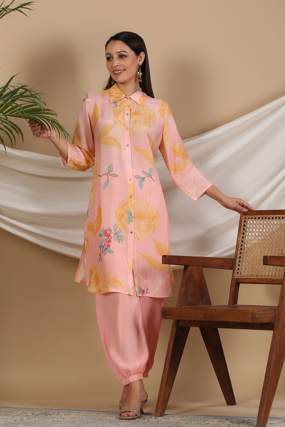 Pink Floral Muslin Printed Co-ord Set