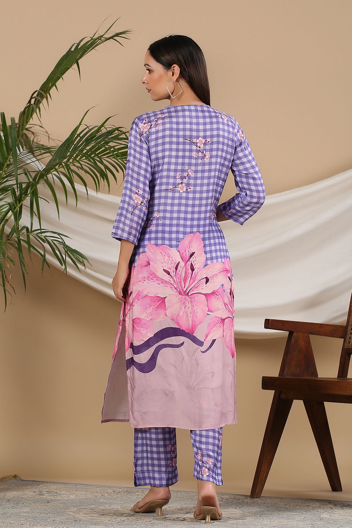 Purple Floral Muslin Printed Co-ord Set