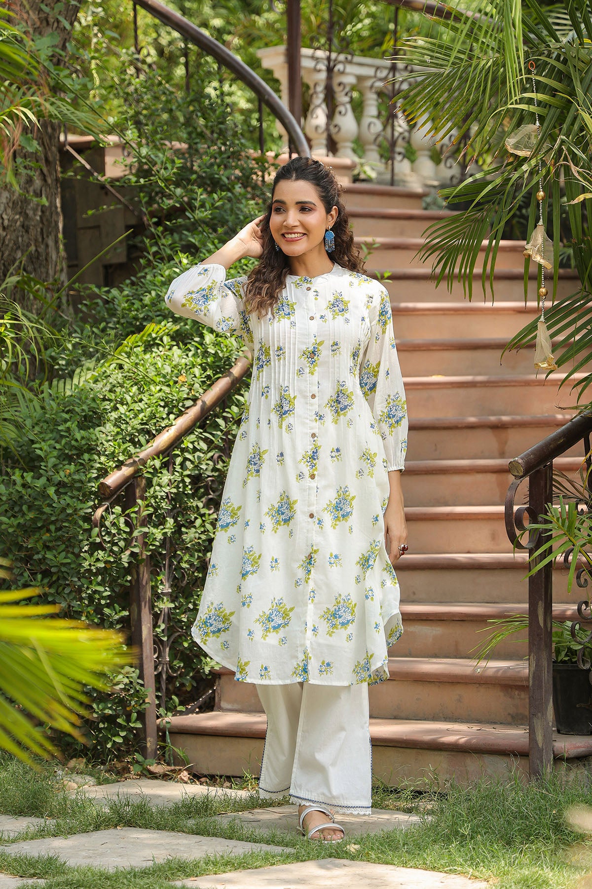 Green Cotton Printed Co-Ord Set