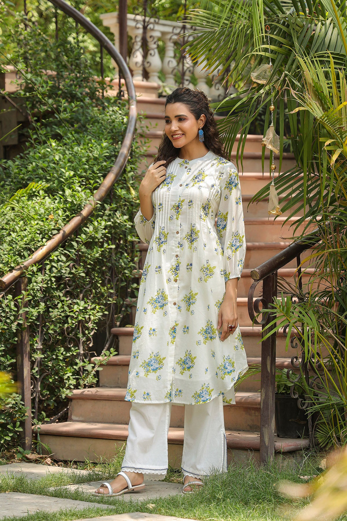 Green Cotton Printed Co-Ord Set